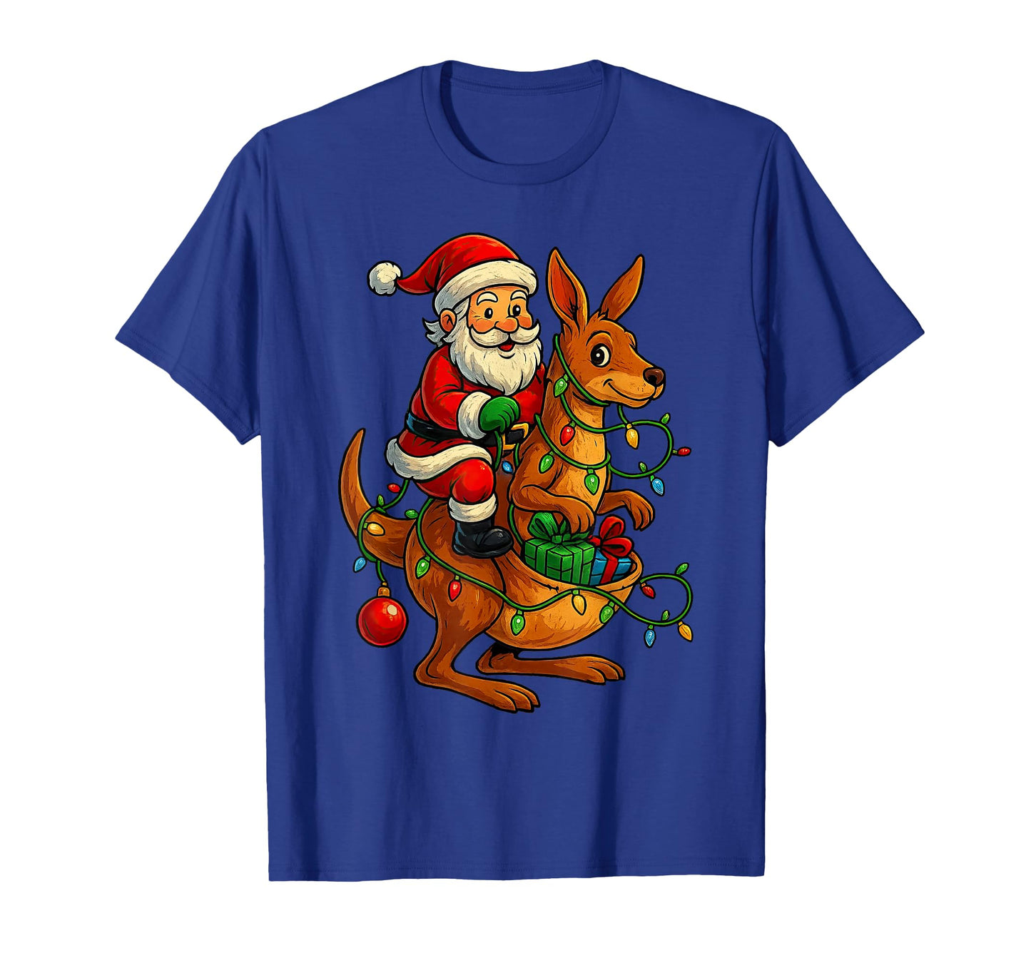 Cute Kangaroo Santa Claus Festive Animal Xmas T-Shirt