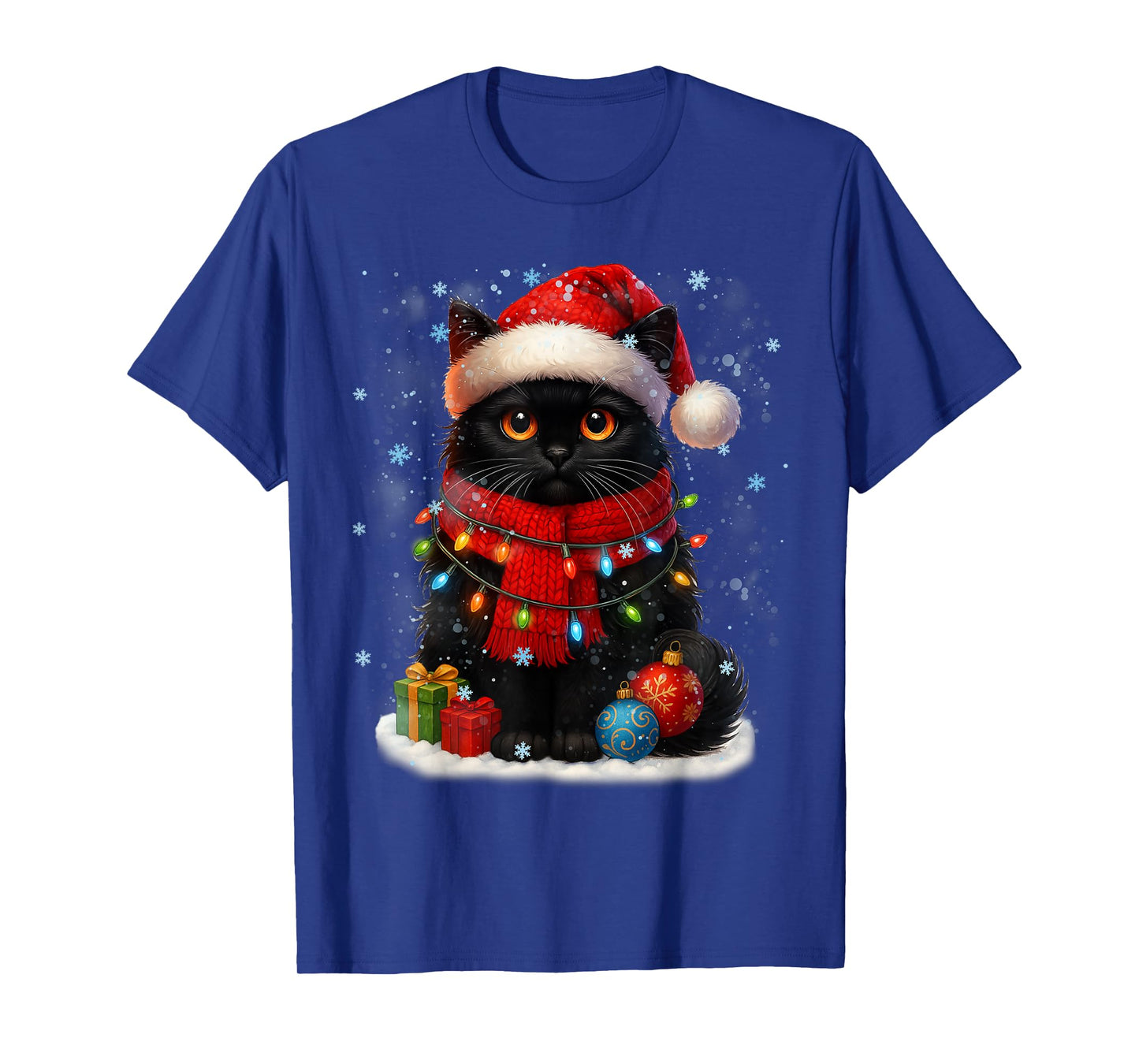Cute Black Cat SantaSnowflake Christmas Xmas Women T-Shirt