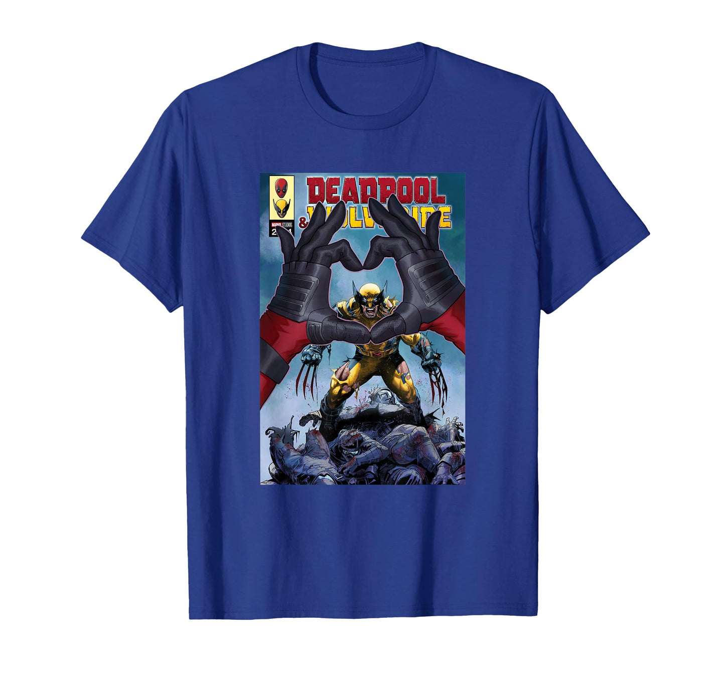 Marvel Studios Deadpool & Wolverine Comic Cover Hand Heart T-Shirt