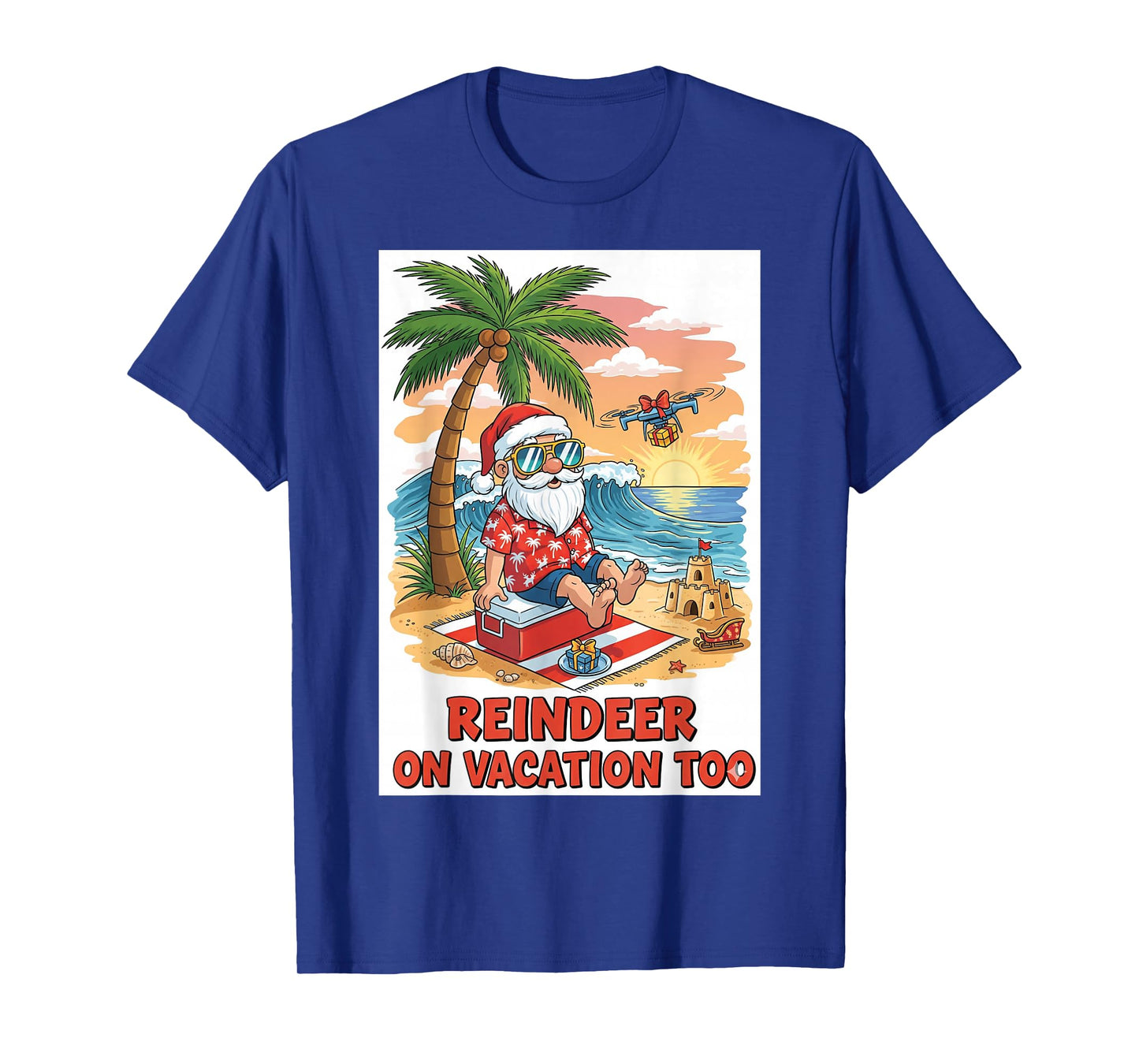 Santa on The Beach β Tropical Christmas Design T-Shirt