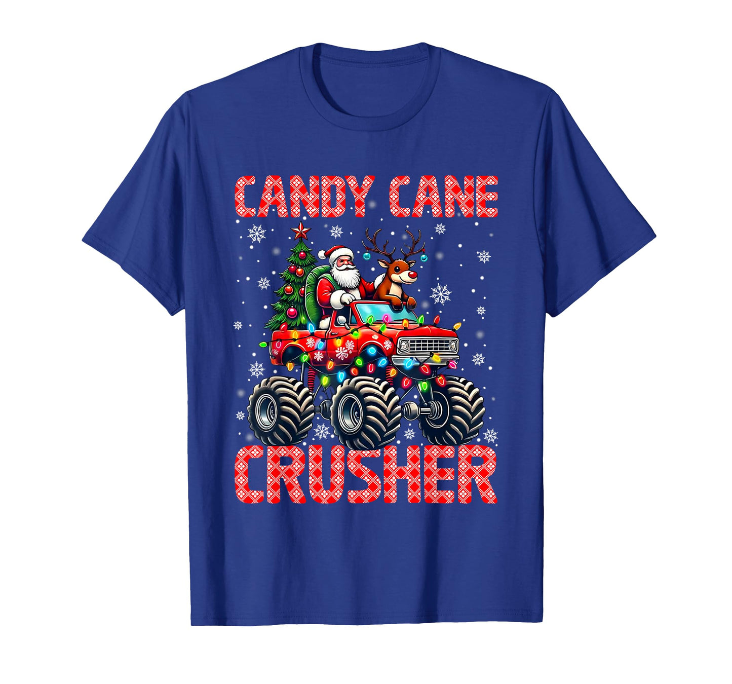 Candy Cane Crusher Christmas Monster Truck Xmas Santa Claus T-Shirt