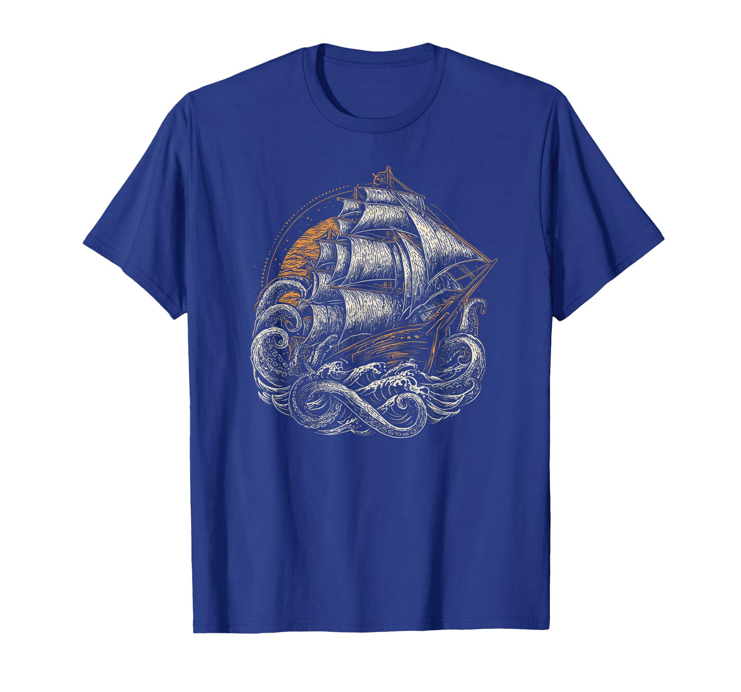 Vintage Pirate Ship and Kraken Battle T-Shirt