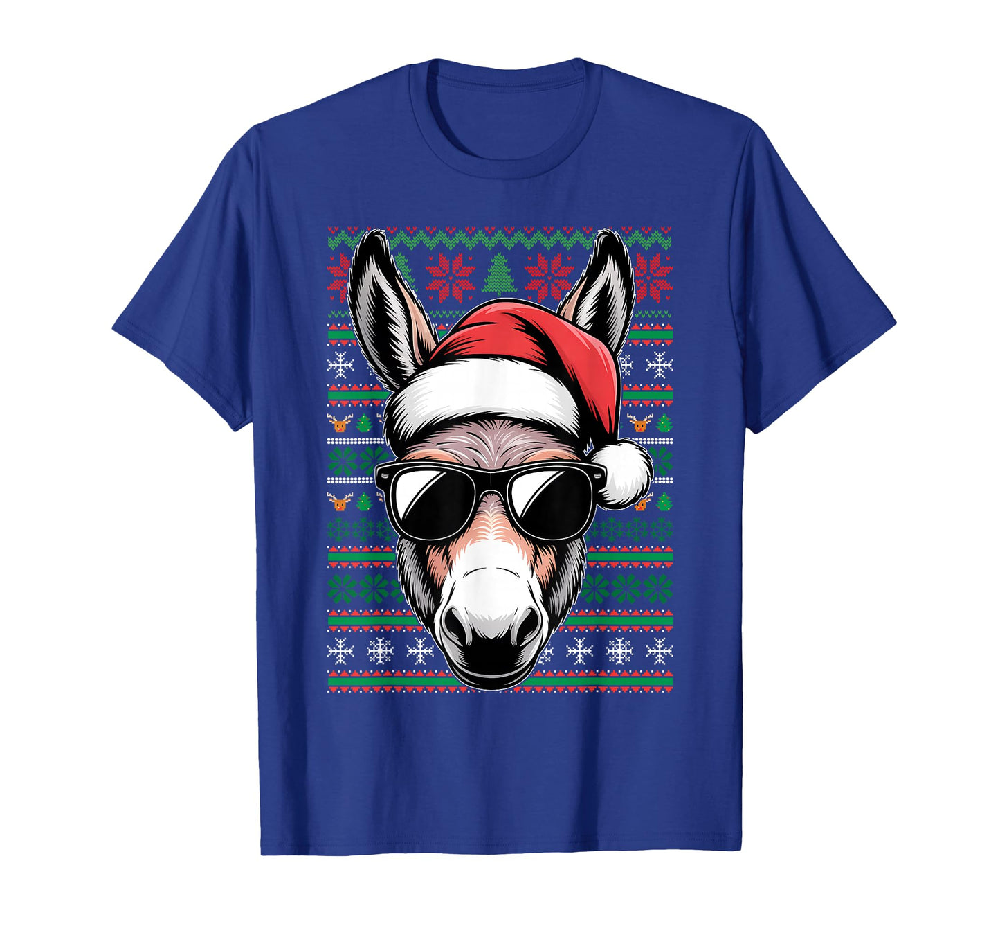 Christmas Donkey Santa Hat Cute Animal Ugly Xmas T-Shirt