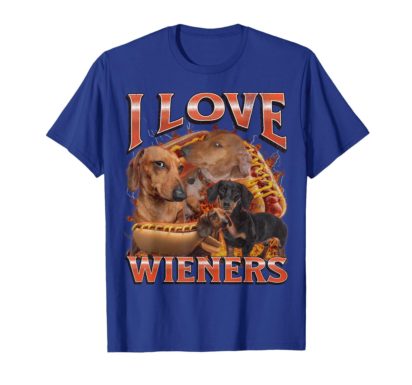 I Love Wieners Funny Offensive Dachshund Bootleg Graphic T-Shirt