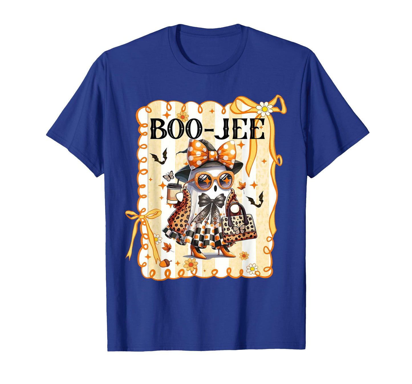 Boo-JEE Cute Ghost Boujee Boo Leopard Coquette Bow Halloween T-Shirt
