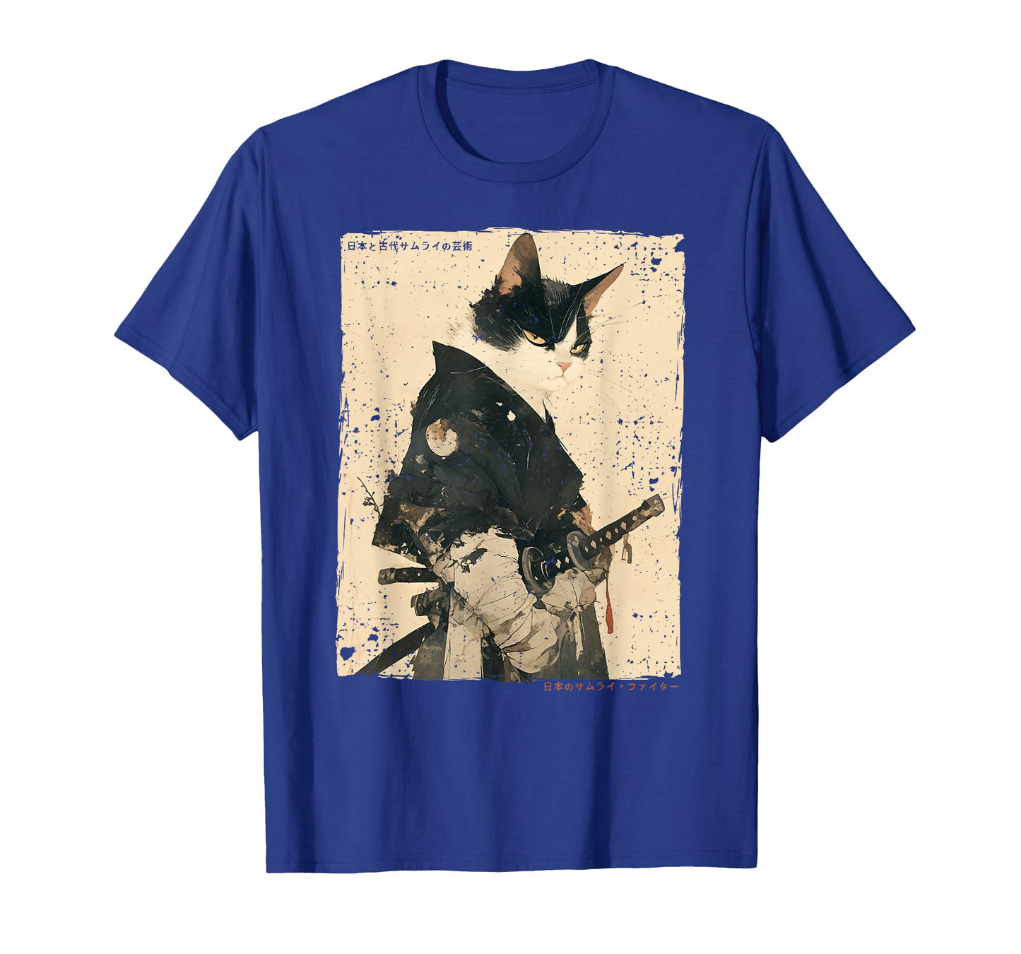 Samurai Cat Warrior Ukiyo Ink Artwork Cat Samurai T-Shirt