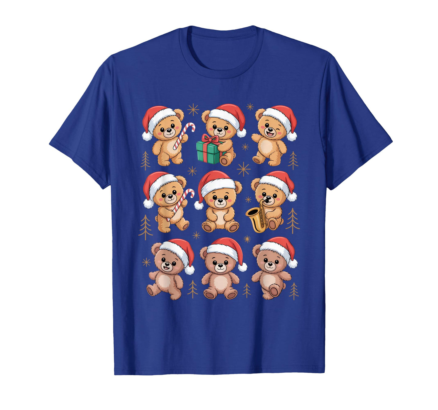 Santa Teddy Bears for Christmas Cheerful Kids Holiday Fun T-Shirt