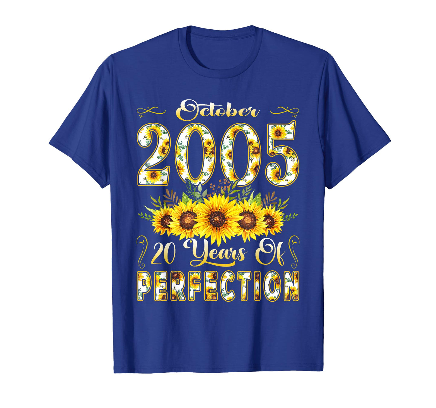20 Year Old October 2005 Sunflower 20th Birthday Women T-Shirt
