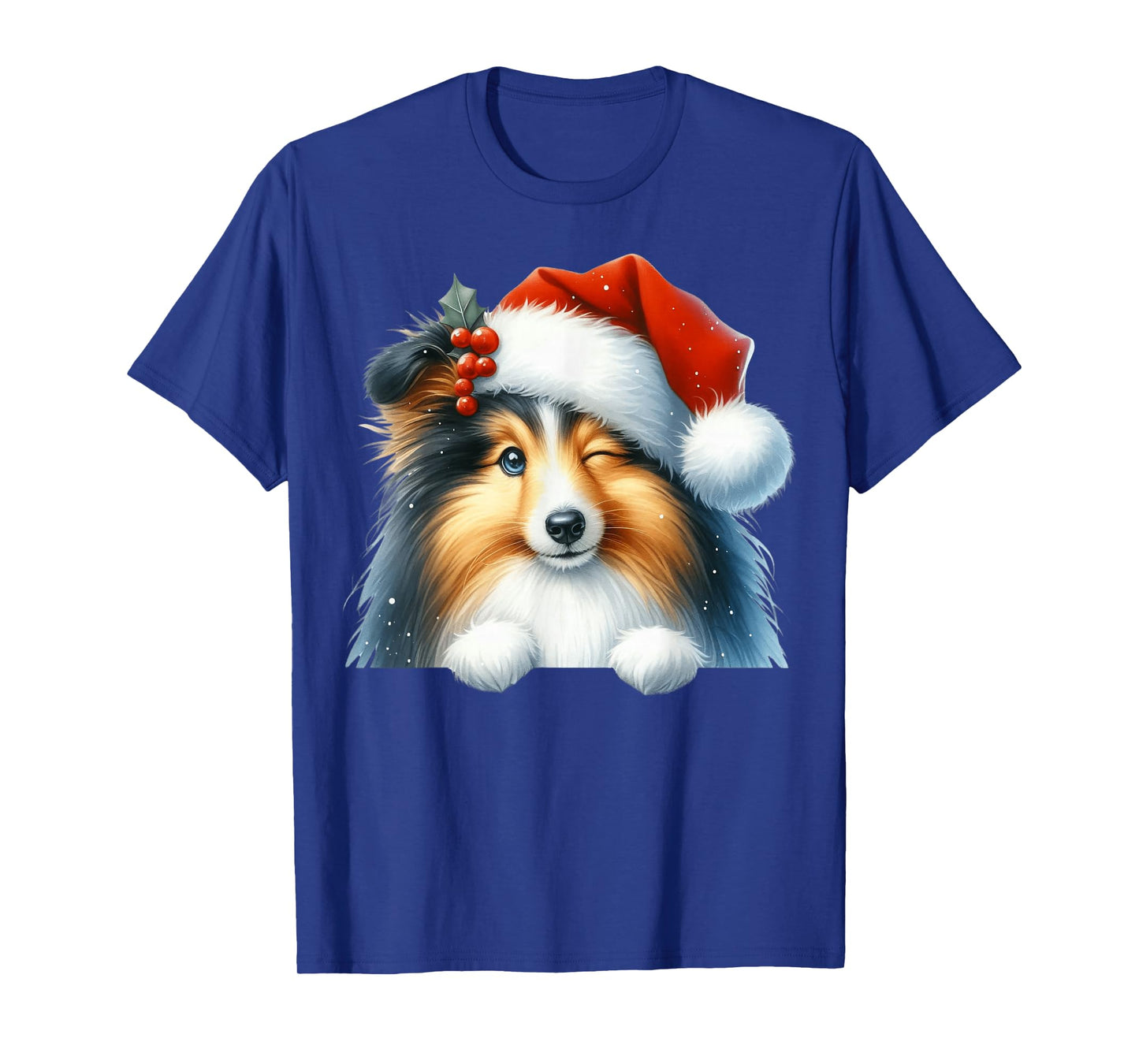 Shetland Sheepdog Dog Christmas Santa Hat Dog Mom Dad T-Shirt