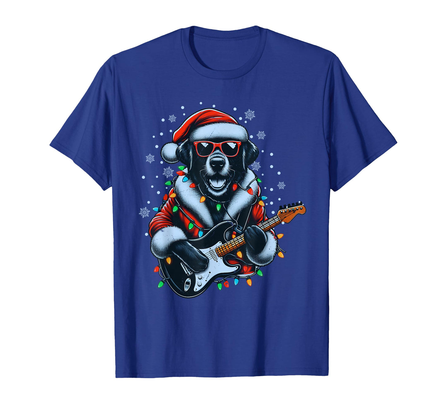 Rock Labrador Retriever Playing Guitar-Funny Christmas Dog T-Shirt