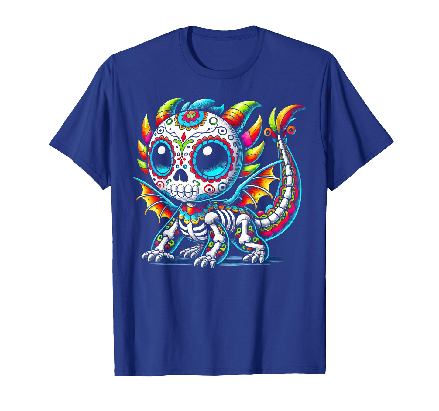 Day of the Dead Sugar Skull Dragon Skeleton Fantasy Lovers T-Shirt