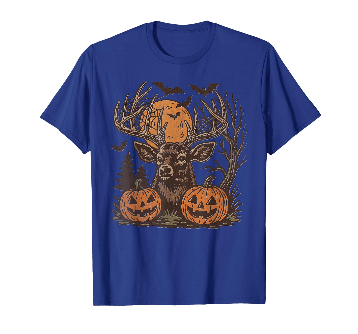Halloween Deer Buck with Pumpkin Antlers Fall Spooky Night T-Shirt