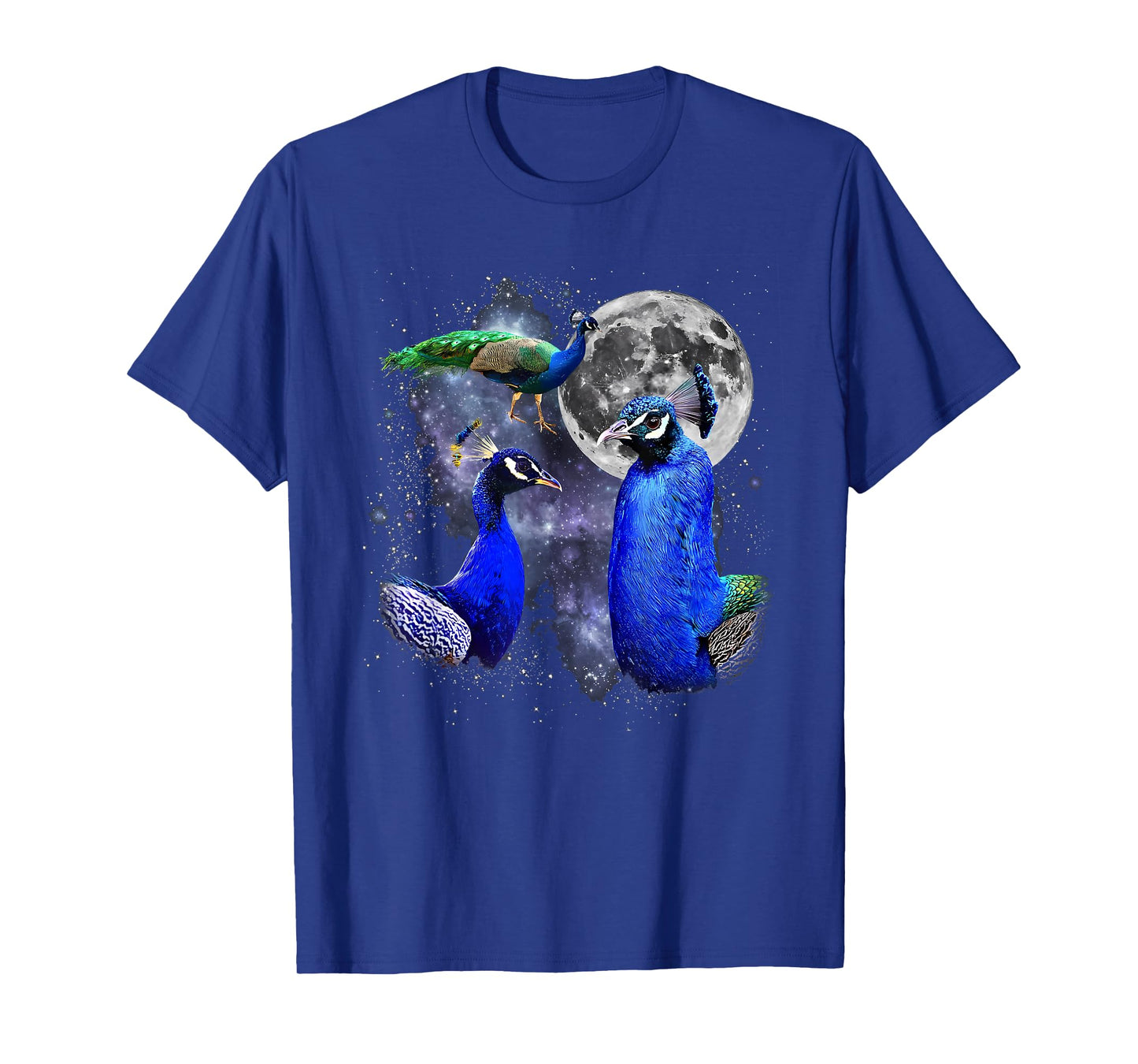 Retro Three Peacock Howling at The Moon Wildlife Bird Lovers T-Shirt