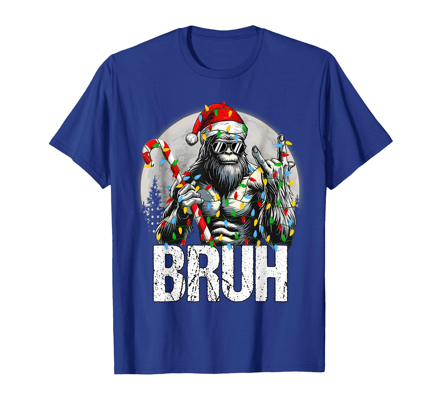 Bruh Santa Bigfoot Christmas Funny Sasquatch Xmas Mens Boys T-Shirt