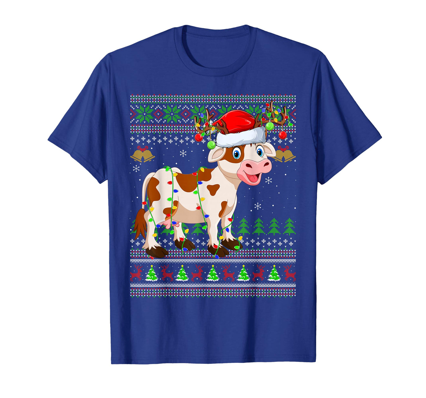 Cattle Cow Ugly Christmas Sweaters Holiday Santa Cute Xmas T-Shirt