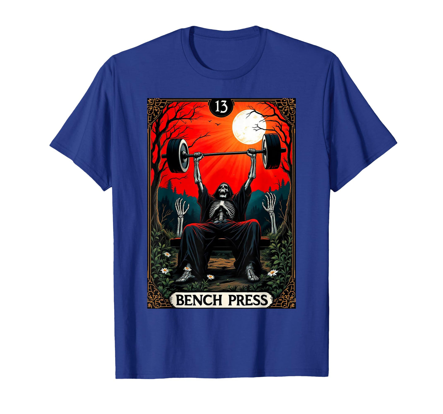 Funny Tarot Card Bench Press Gym Occult Workout Fitness T-Shirt