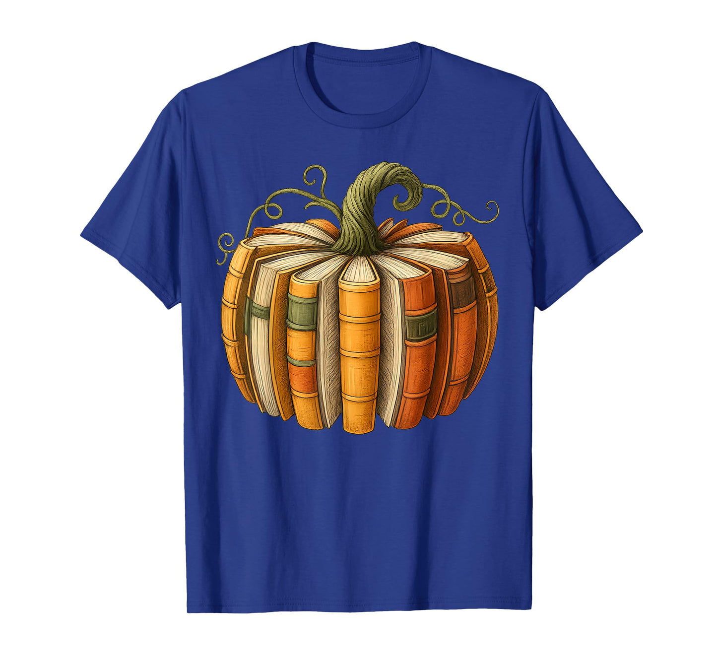 Fall Book Pumpkin Retro Reading Halloween Teacher T-Shirt