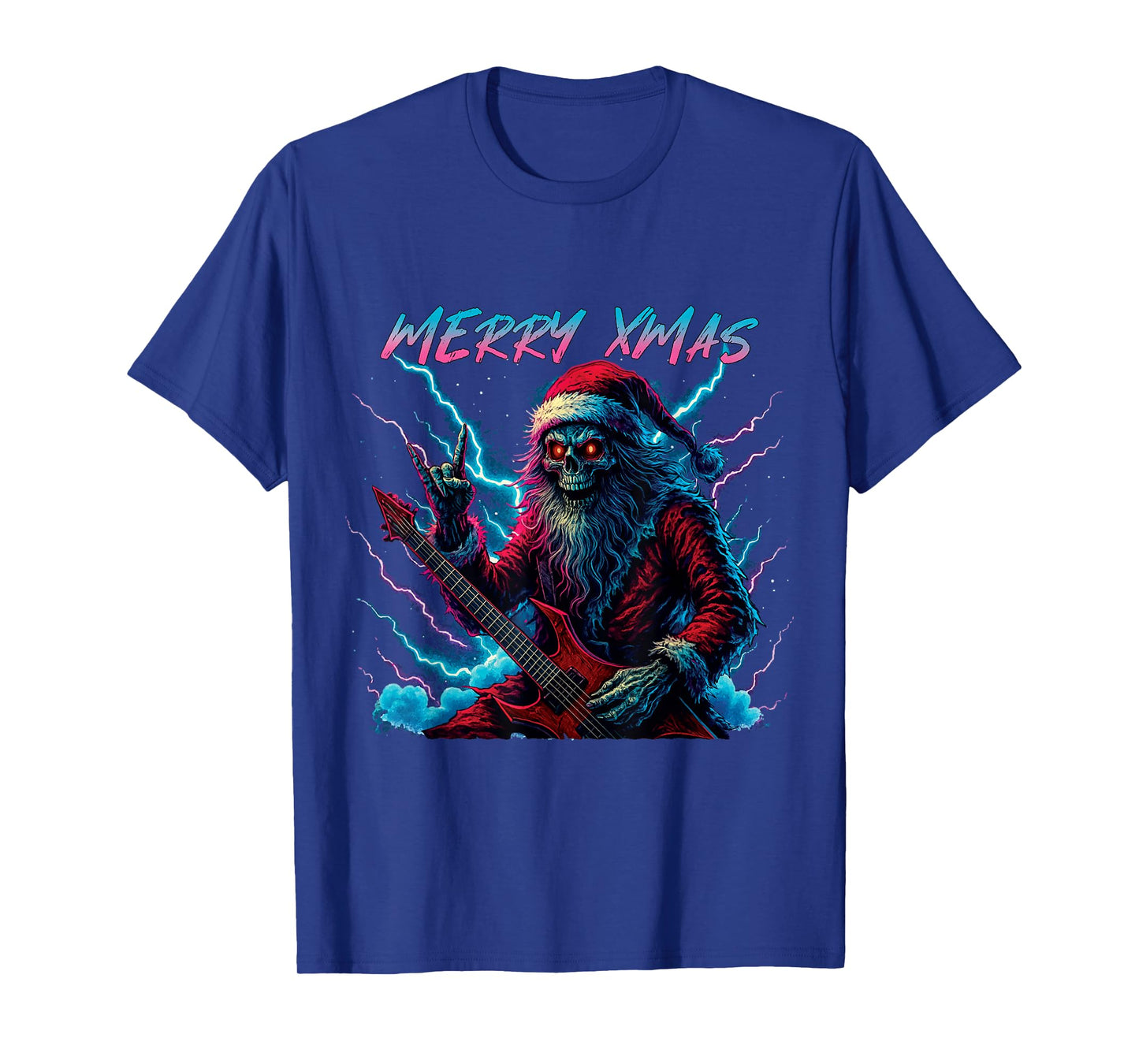Hail Santa Pagan Happy Solstice Christmas Metal Rock Guitar T-Shirt