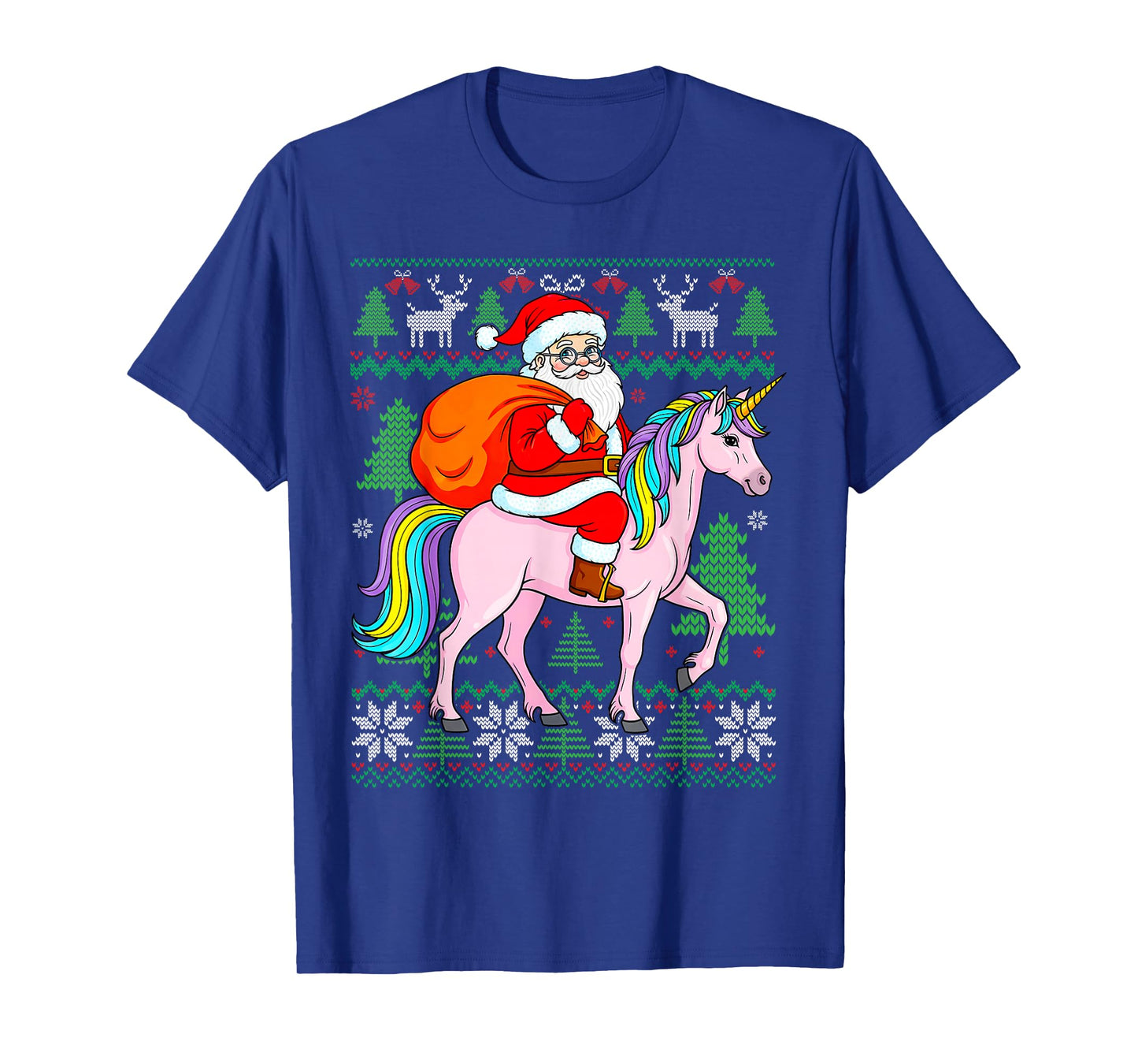 Christmas Girls Santa Claus Pink Unicorn Kids Womens Mom T-Shirt