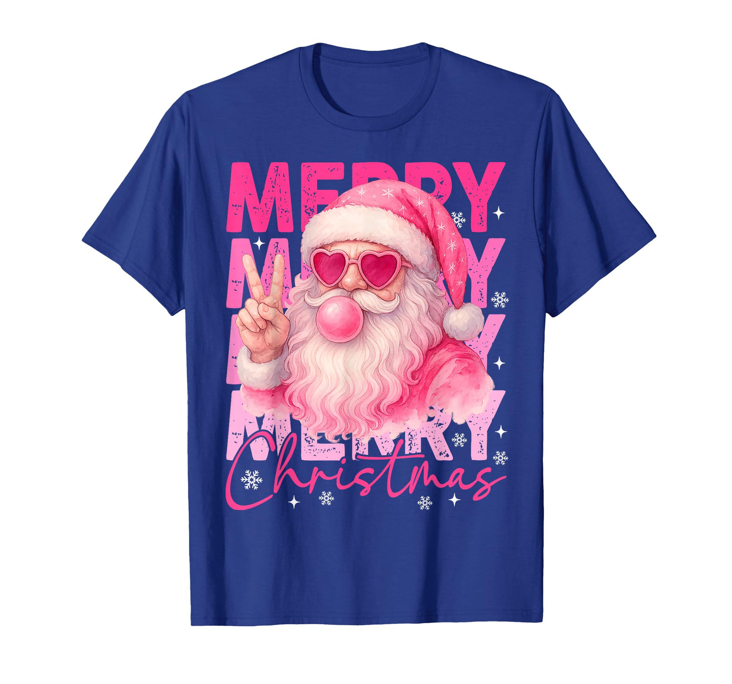 Merry Christmas Retro Pink Santa Bubblegum Xmas Holiday T-Shirt