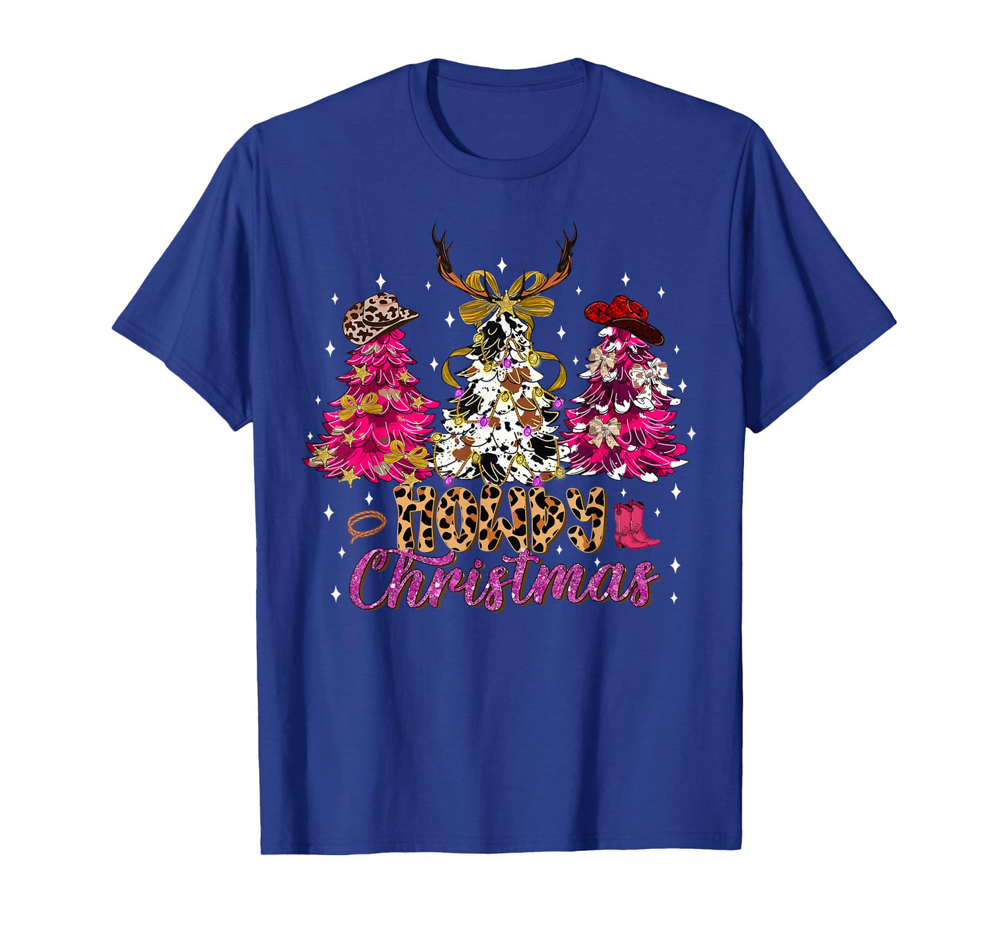 Howdy Christmas Coquette Bow Xmas Trees Cowboy Western Funny T-Shirt