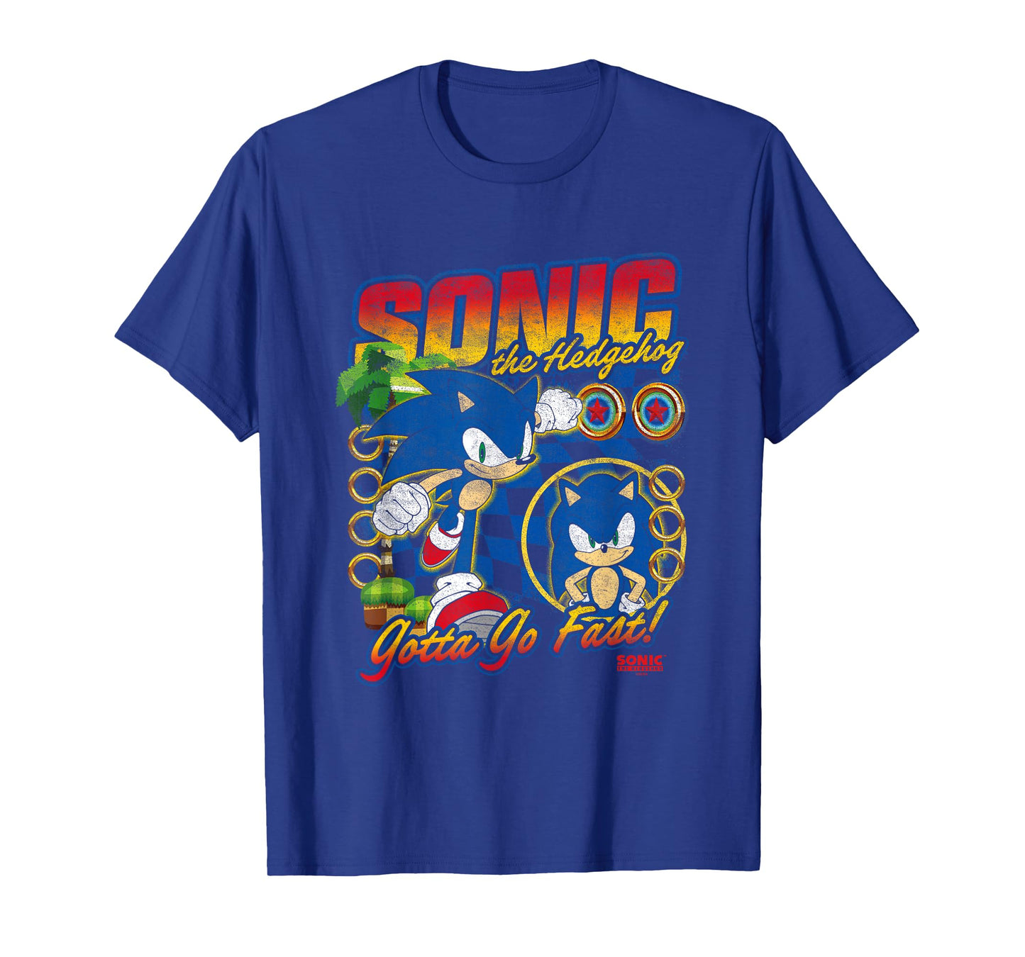 Sonic The Hedgehog Gotta Go Fast Distressed Portrait T-Shirt