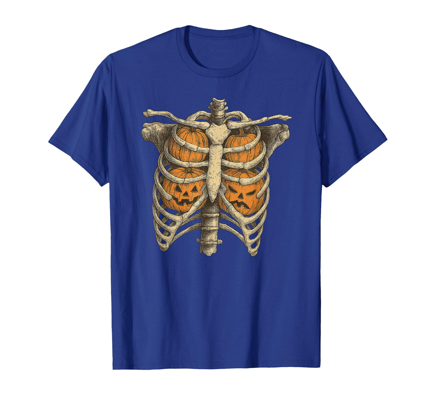 Halloween Skeleton Baby Rib Cage Maternity Pregnant Pumpkin T-Shirt