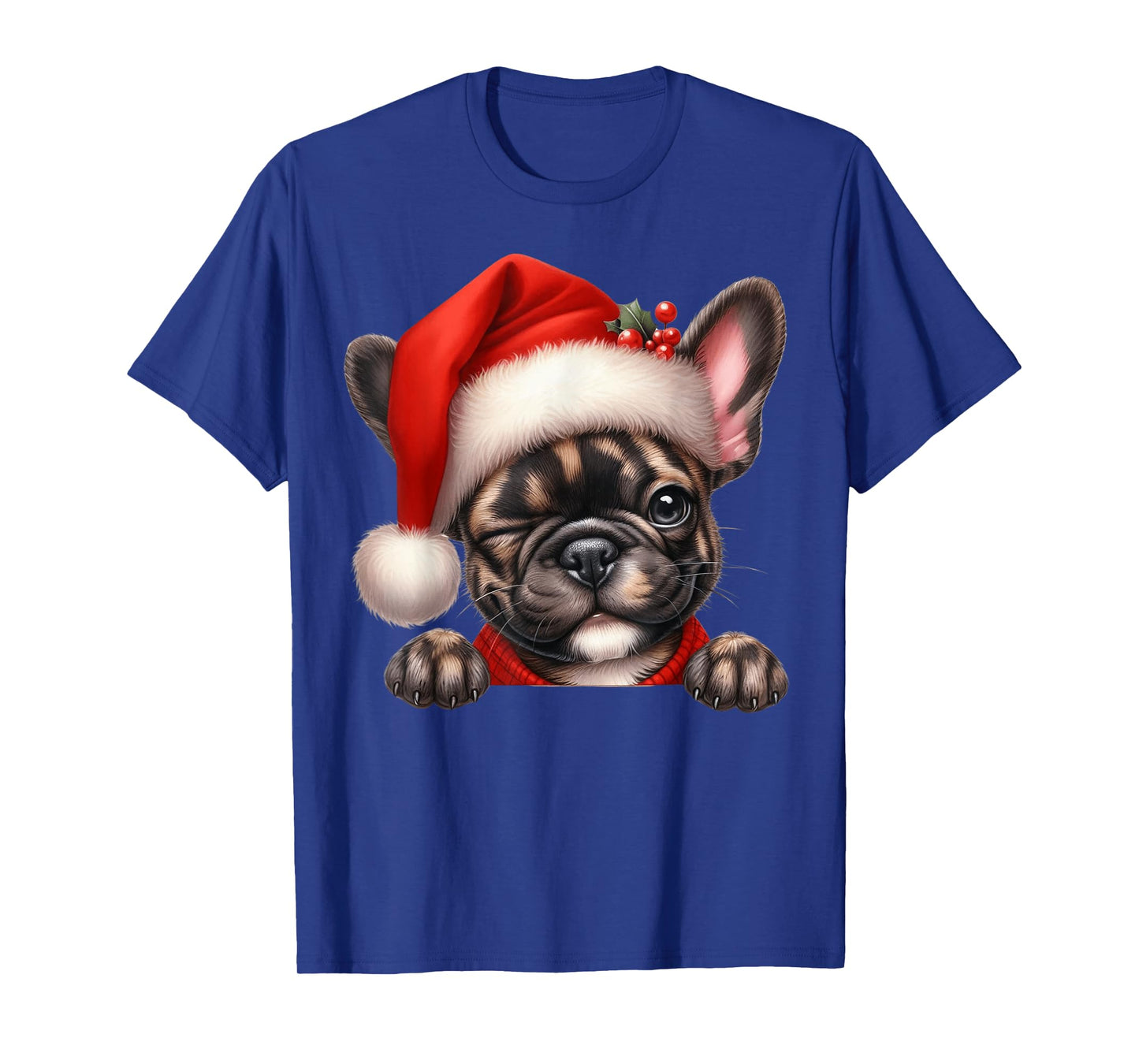 French Bulldog Dog Christmas Santa Hat Dog Mom Dad T-Shirt