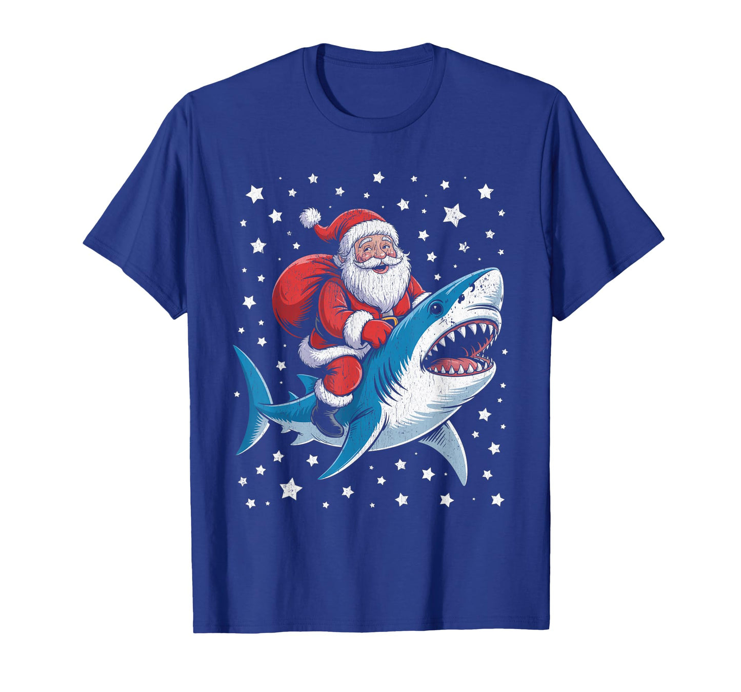 Funny Santa Riding Shark Christmas T-Shirt