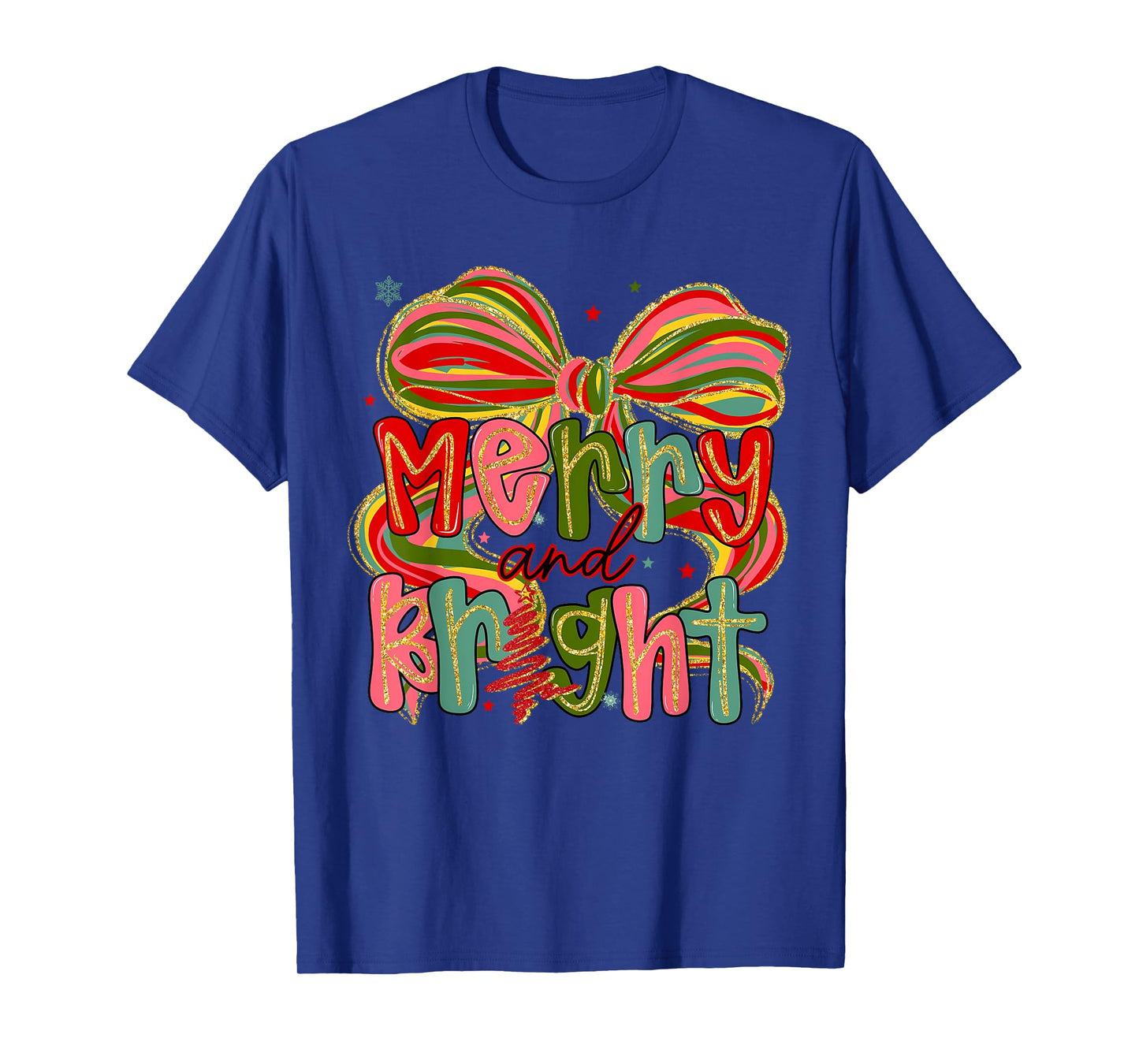 Merry & Bright Coquette Bow Christmas Xmas Pajamas Holiday T-Shirt