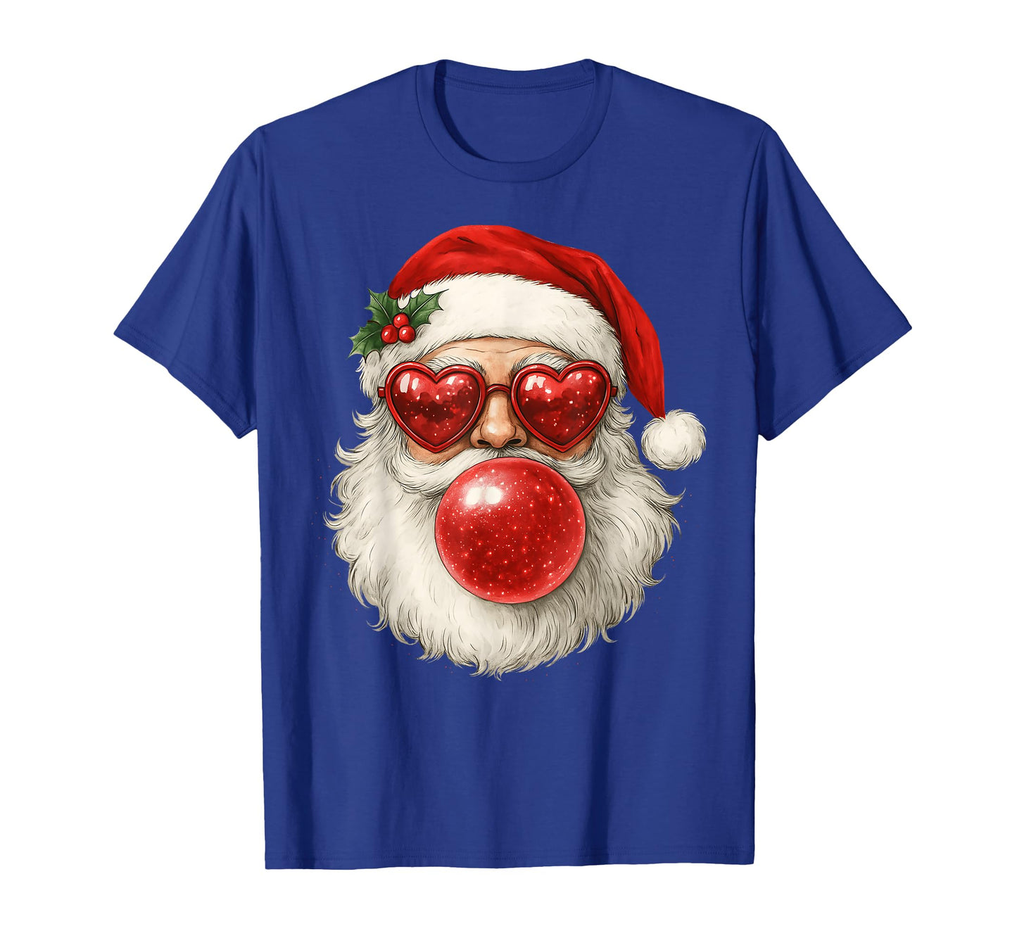 Red Santa Christmas Bubble Gum Sunglasses Vintage Retro T-Shirt