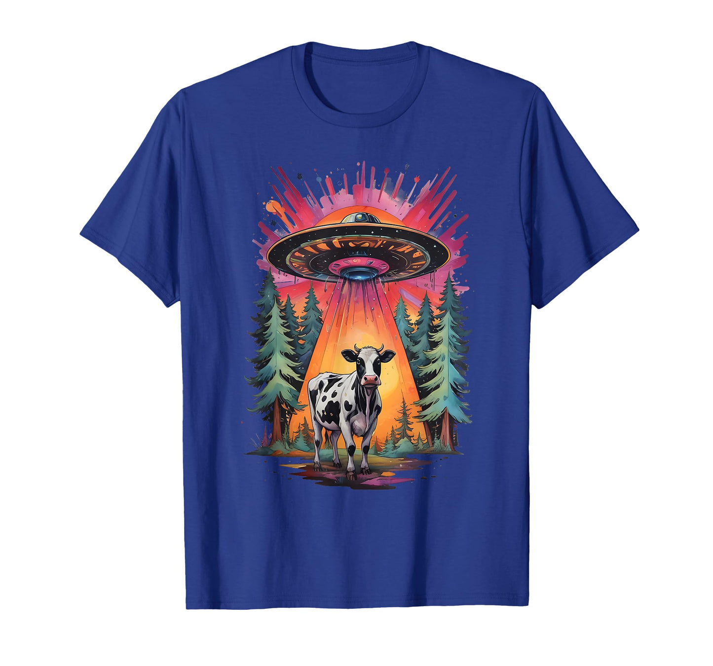 Funny Vintage Retro Graphic Alien UFO Cow Abduction BELIEVE T-Shirt
