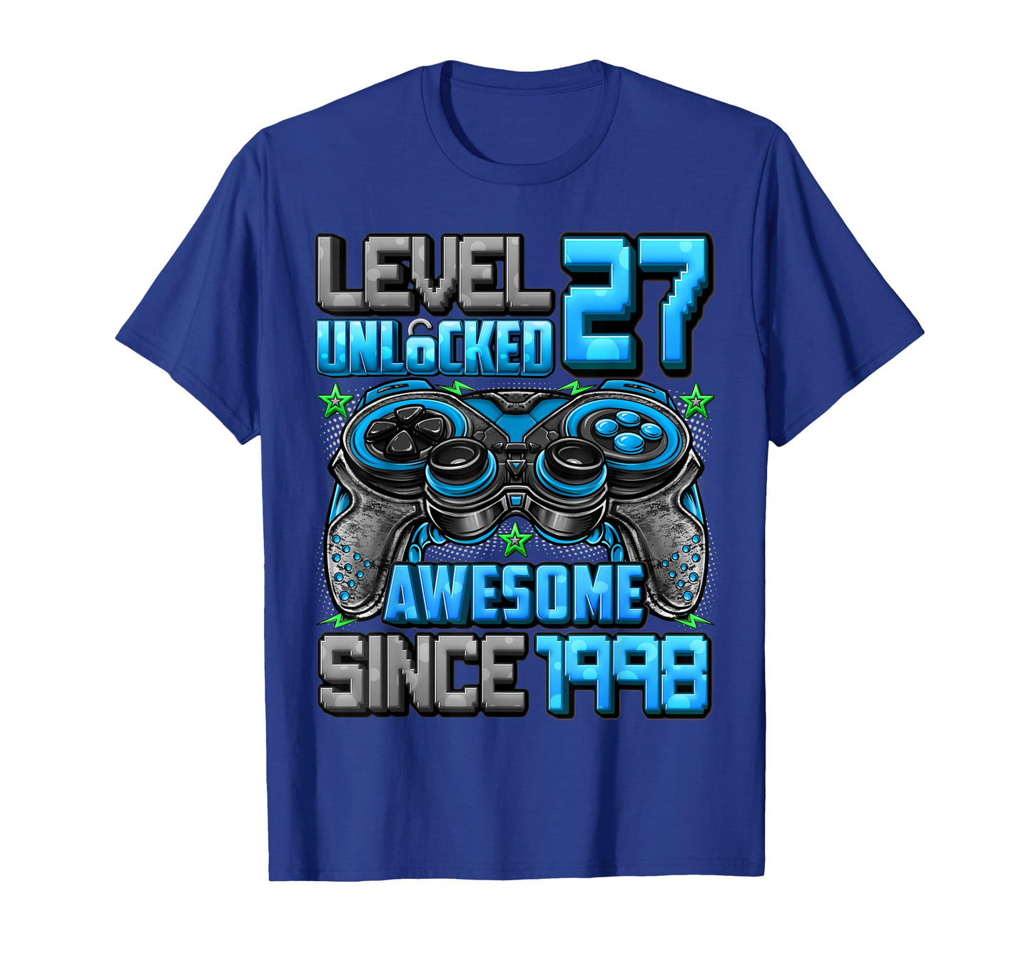 Level 27 Unlocked Awesome Since 1998 27th Birthday Gaming T-Shirt