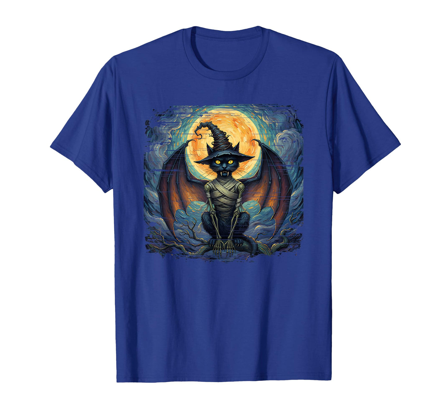Black Cat Gothic Horror Witch Hat Vampire Spooky Halloween T-Shirt