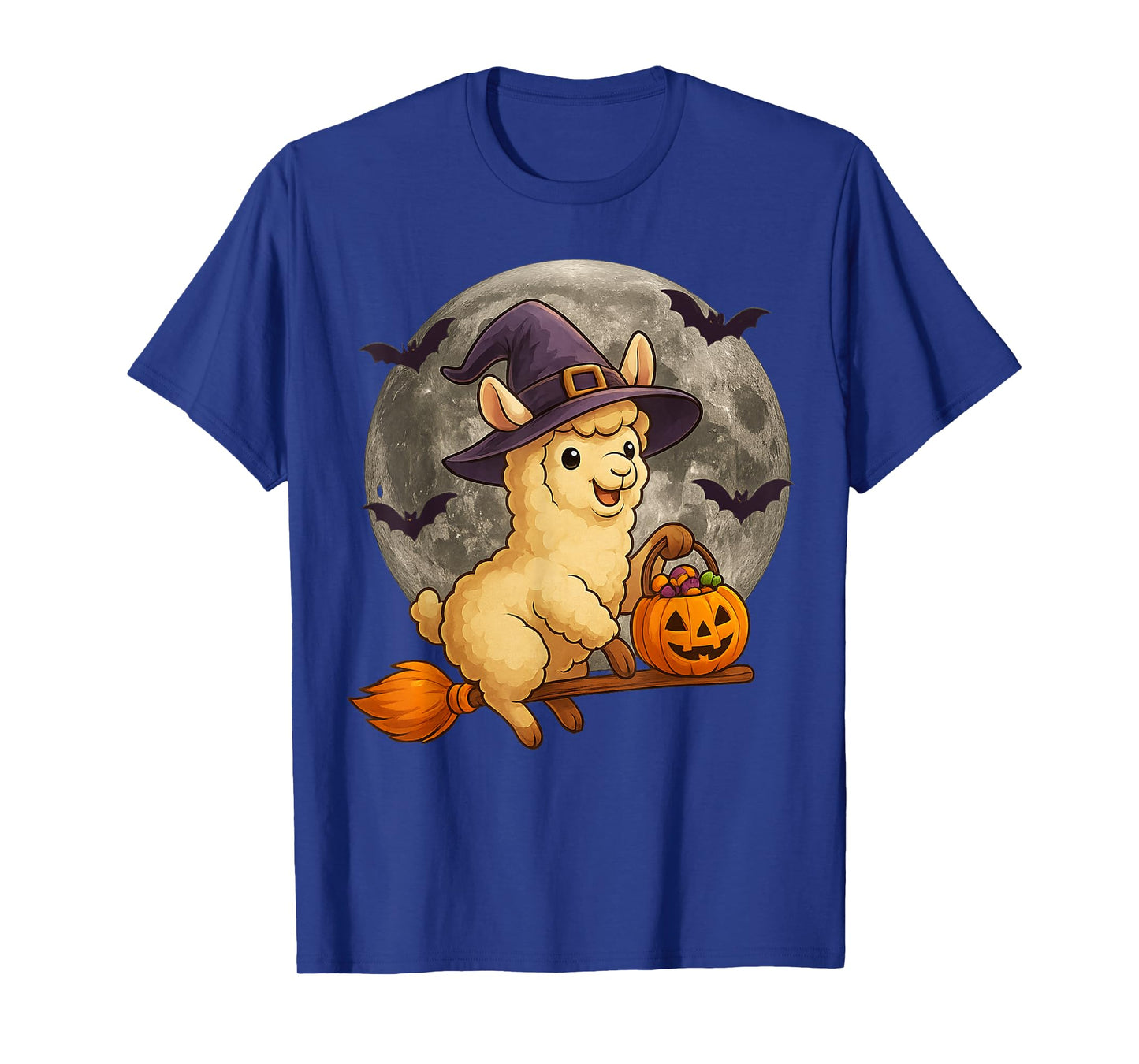 Cute Llama Witch Pumpkin Halloween Costume Boys Girls Kids T-Shirt