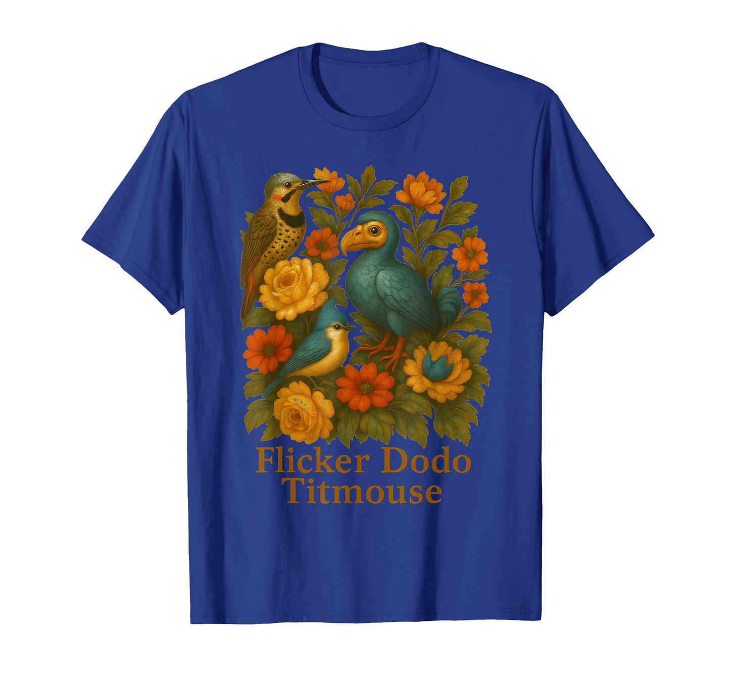 Funny Flicker Dodo Titmouse Vintage Floral Shirt Womens Mens T-Shirt
