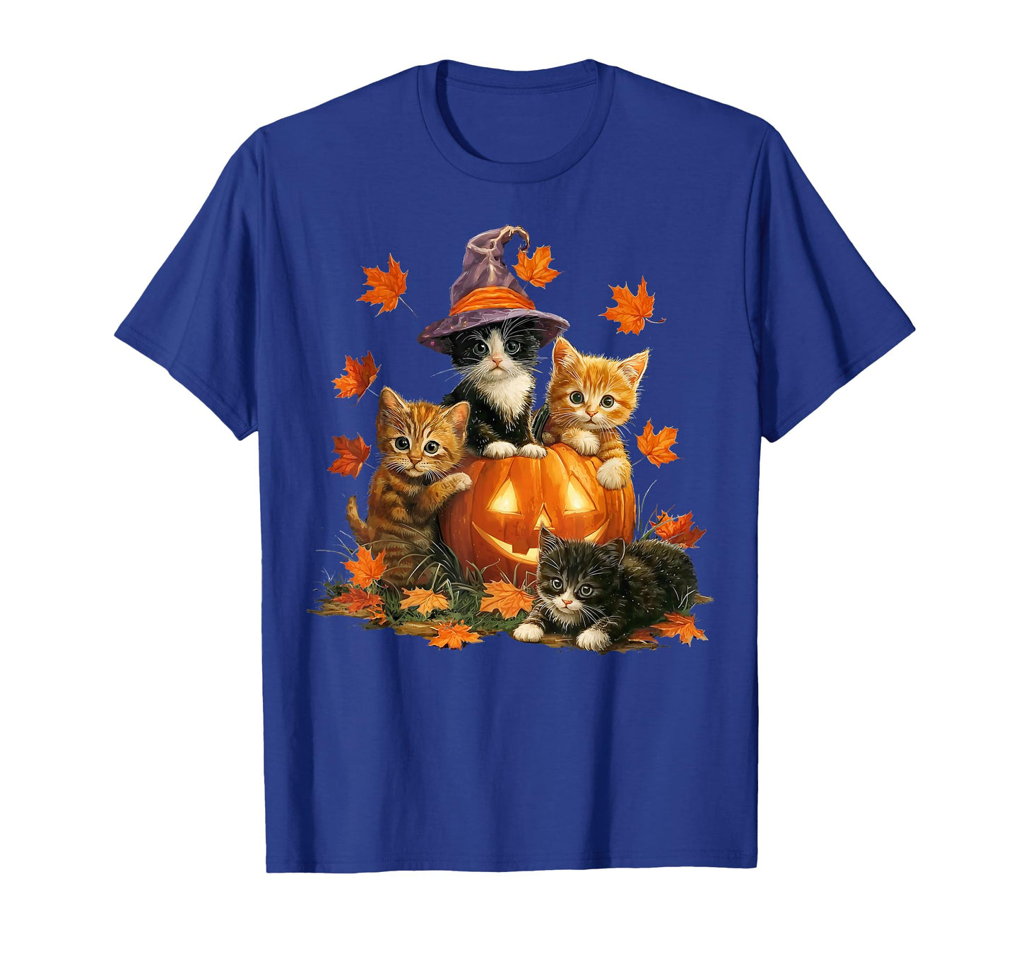 Vintage Cats Pumpkin Cat Witch Halloween Autumn Fall Season T-Shirt