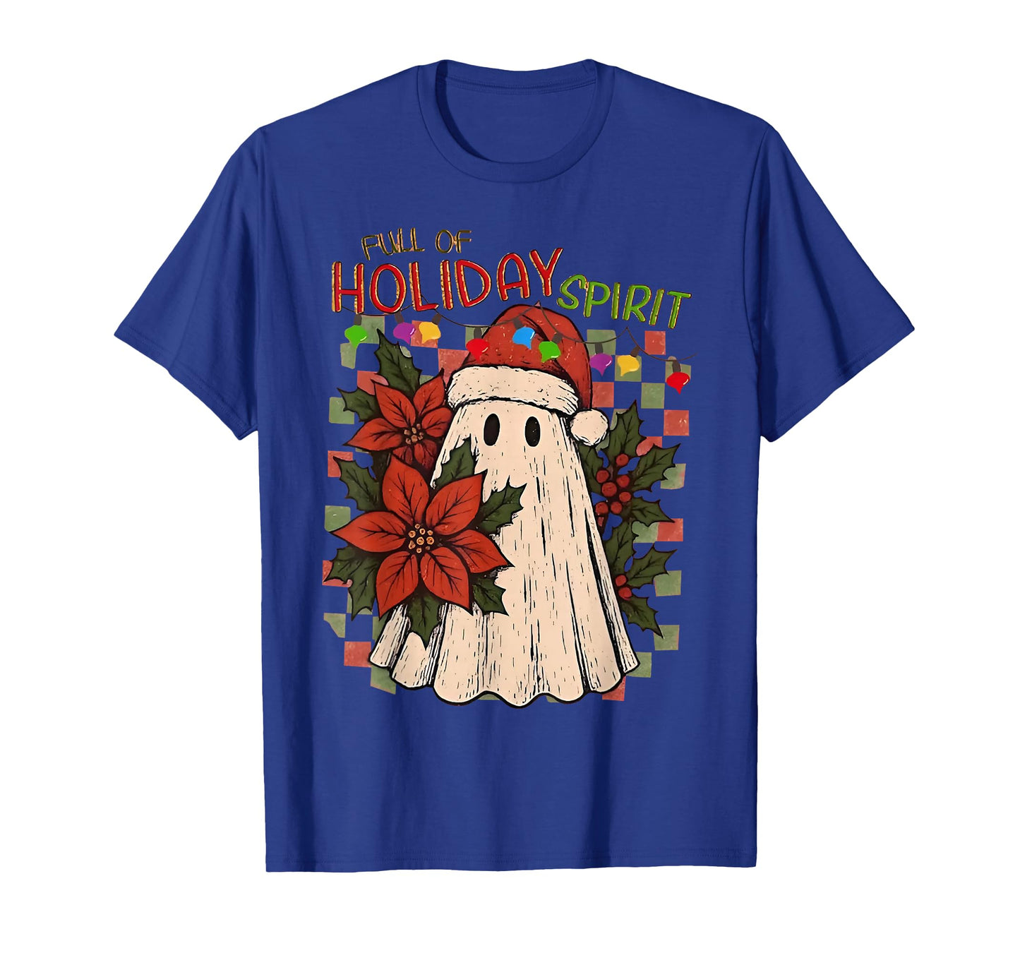 Santa Ghost Holiday Spirit Teacher Preppy Floral Christmas T-Shirt