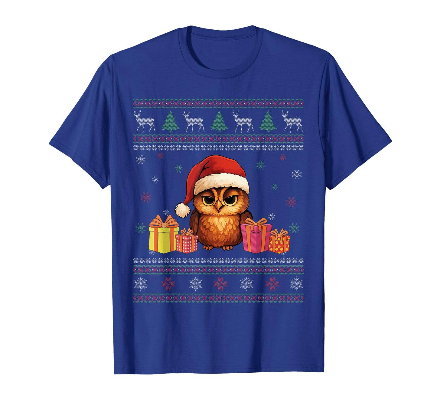 Owl Santa Happy Christmas Funny Ugly Christmas T-Shirt