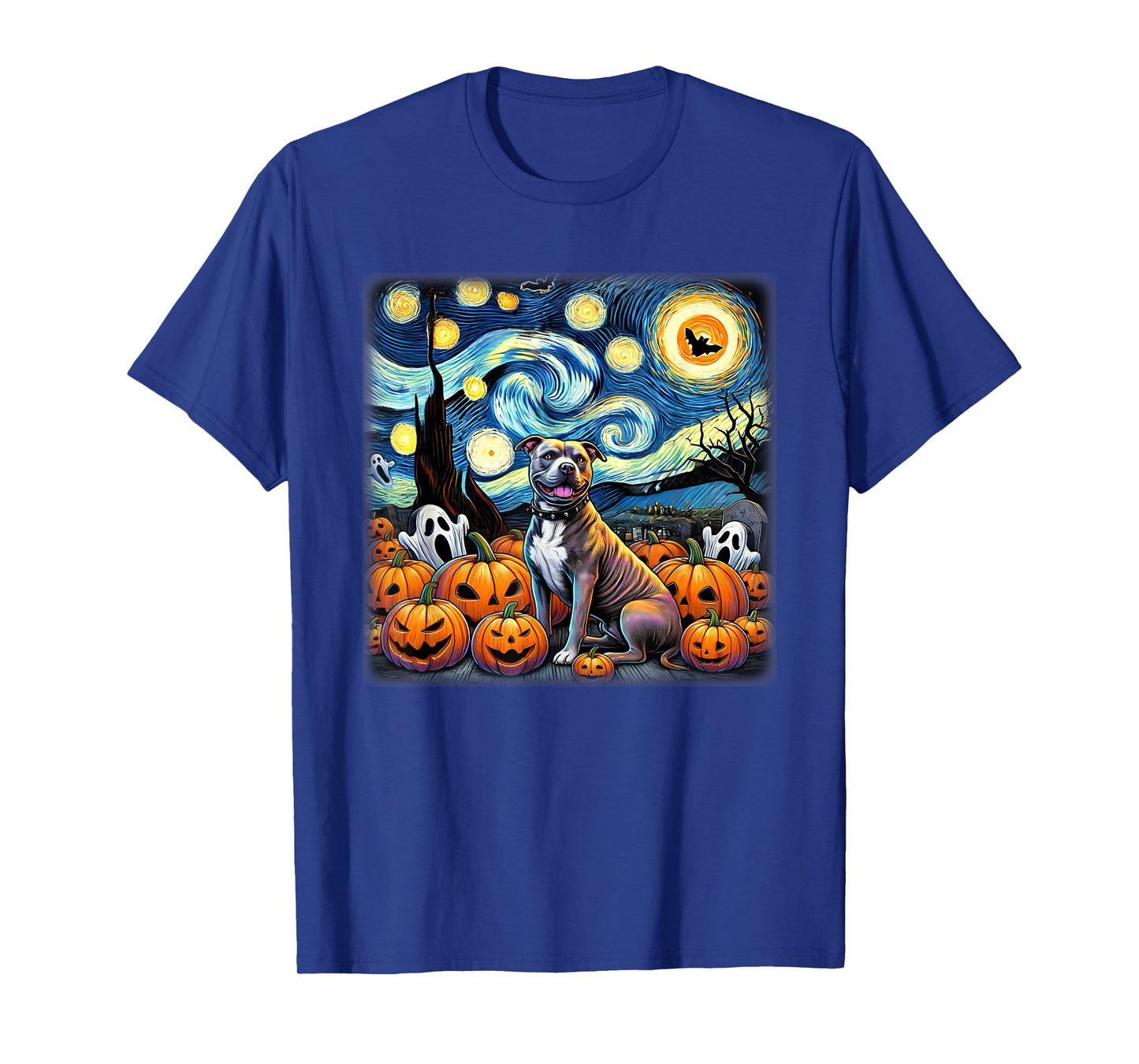 Starry Night Pitbull Halloween T-Shirt