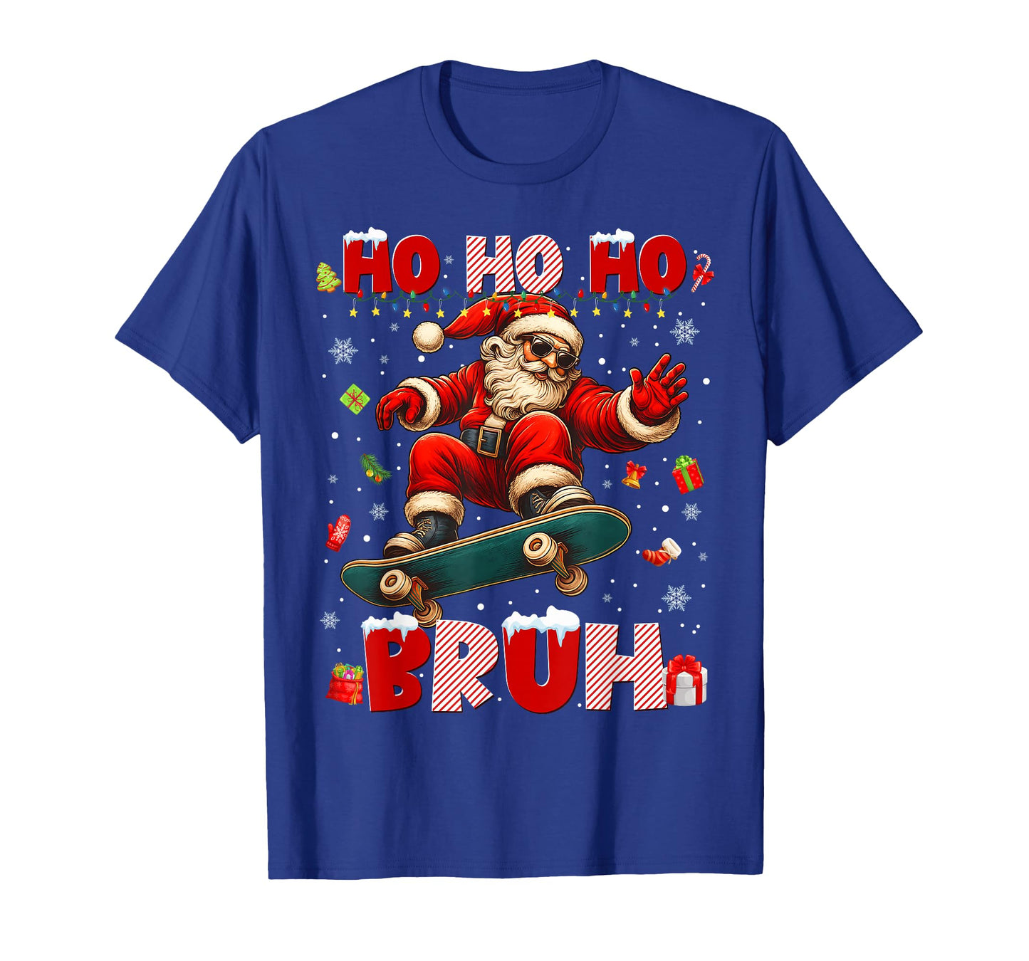 Ho Ho Bruh Cool Skateboard Santa Christmas Xmas Boy Kids T-Shirt