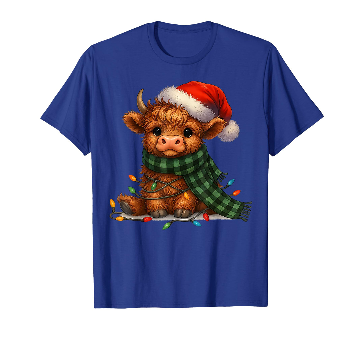 Christmas Scottish Highland Cow Santa Xmas Farm Animal Lover T-Shirt
