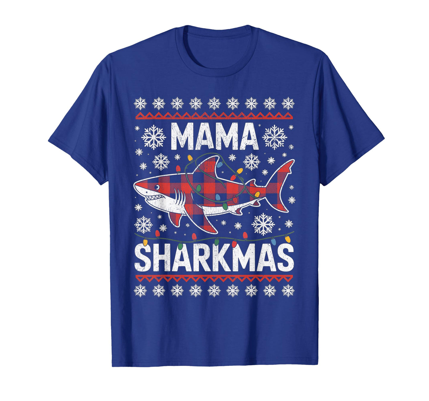 Mama Sharkmas Funny Shark Santa Hat Ugly Christmas Sweater T-Shirt