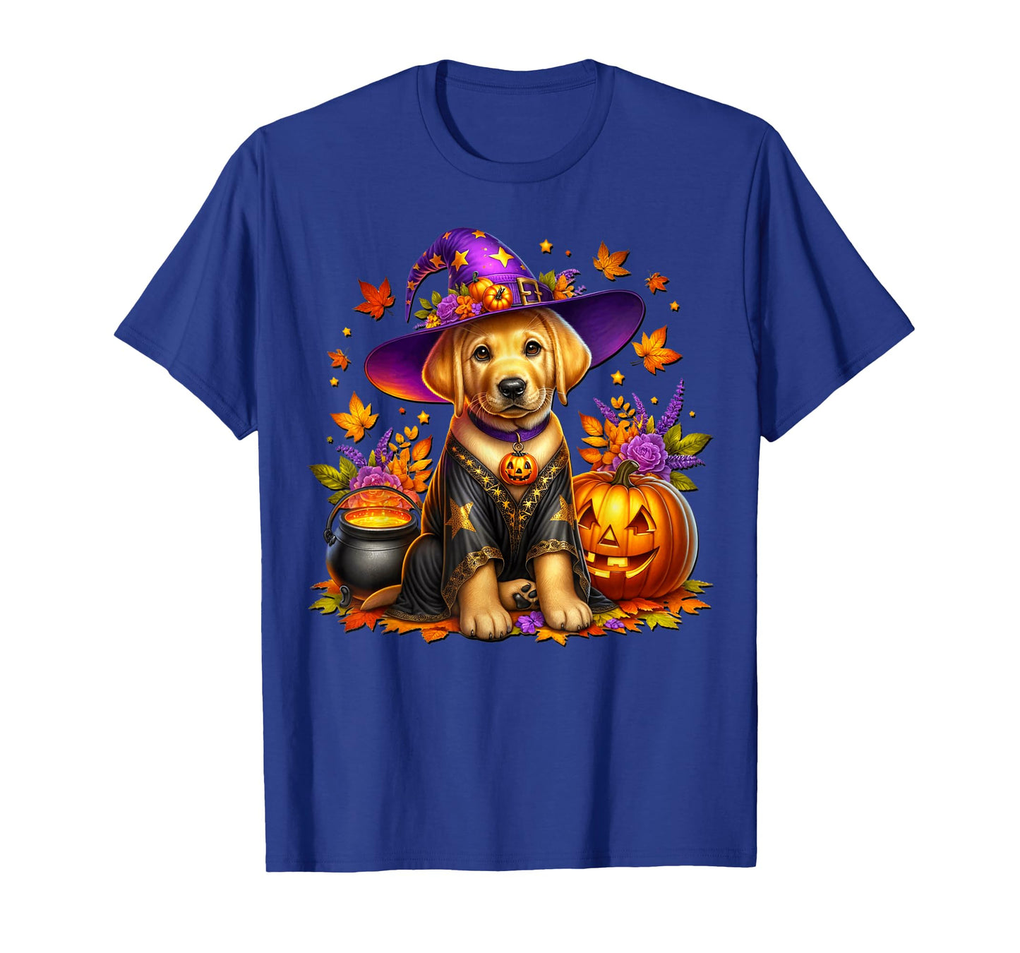 Golden Retriever Halloween Fall Graphic for Witchy Dog Mom T-Shirt