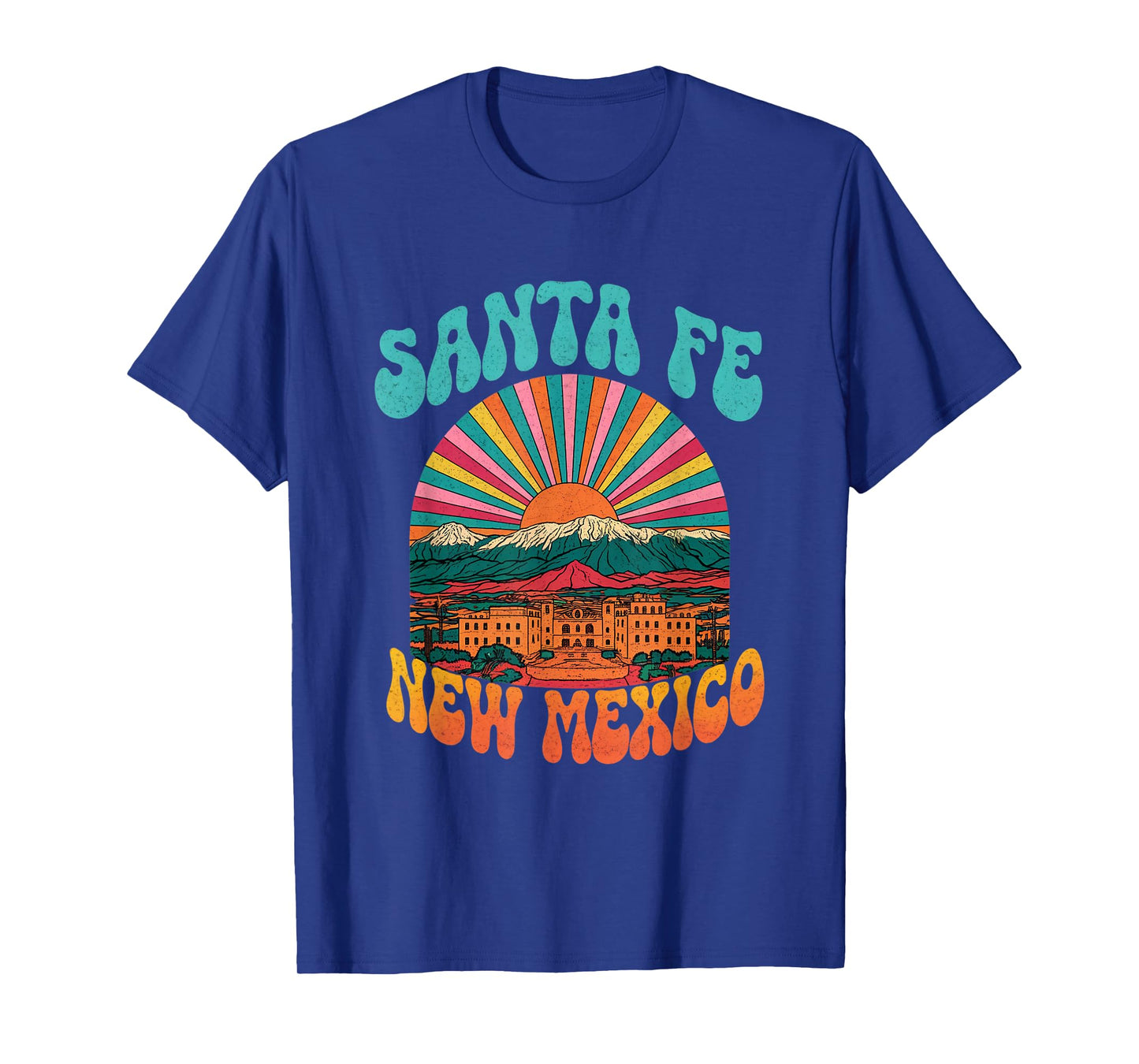 Retro Santa Fe New Mexico Mountains Sunset Skyline Vintage T-Shirt