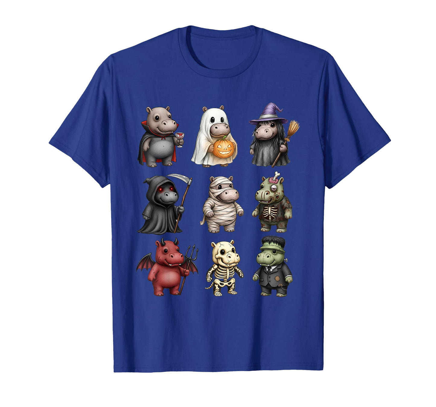 Funny Hippo Ghost Witch Zombie Halloween Costume Boys Girls T-Shirt