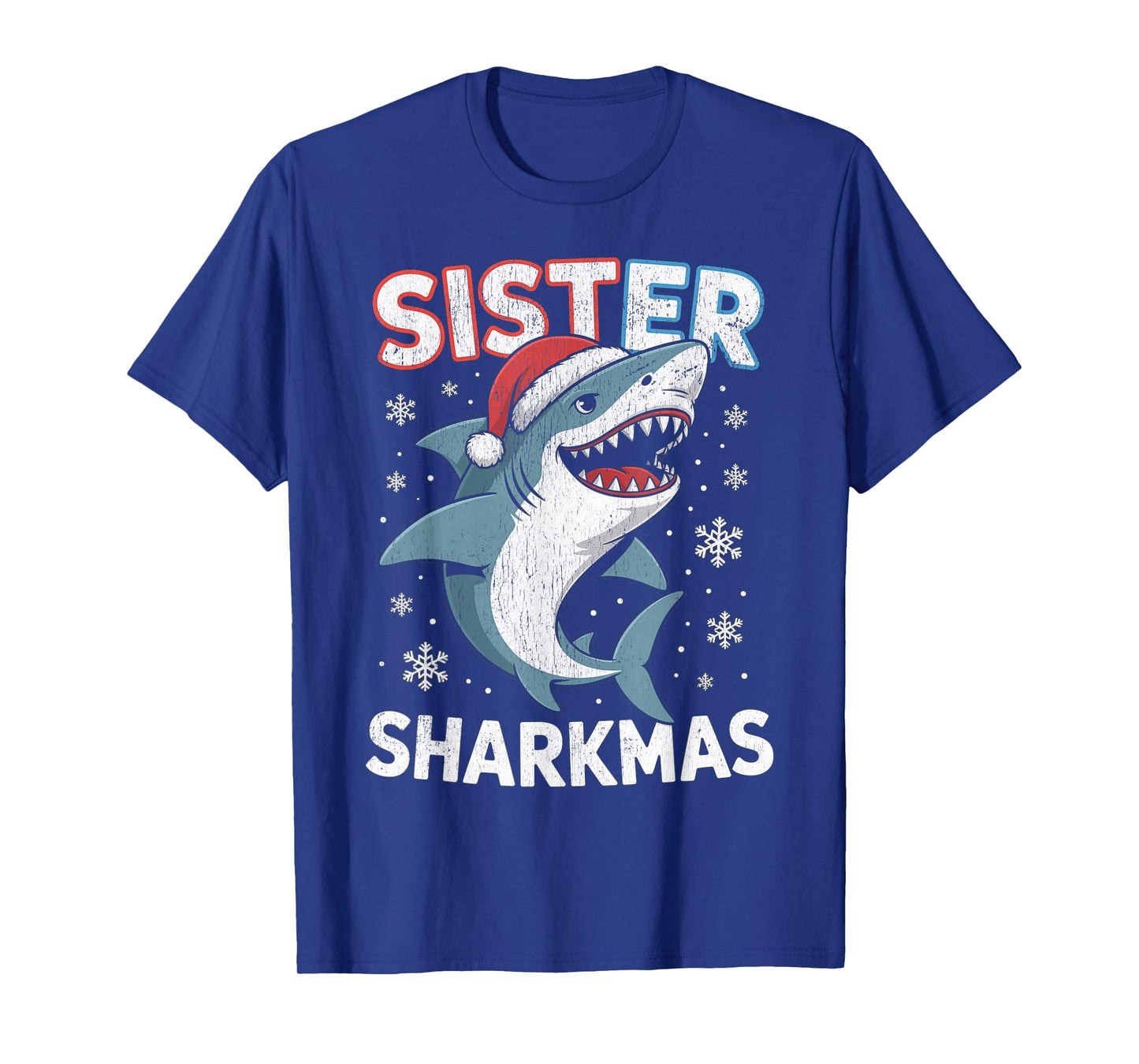 Sister Sharkmas Funny Shark Santa Hat Christmas T-Shirt