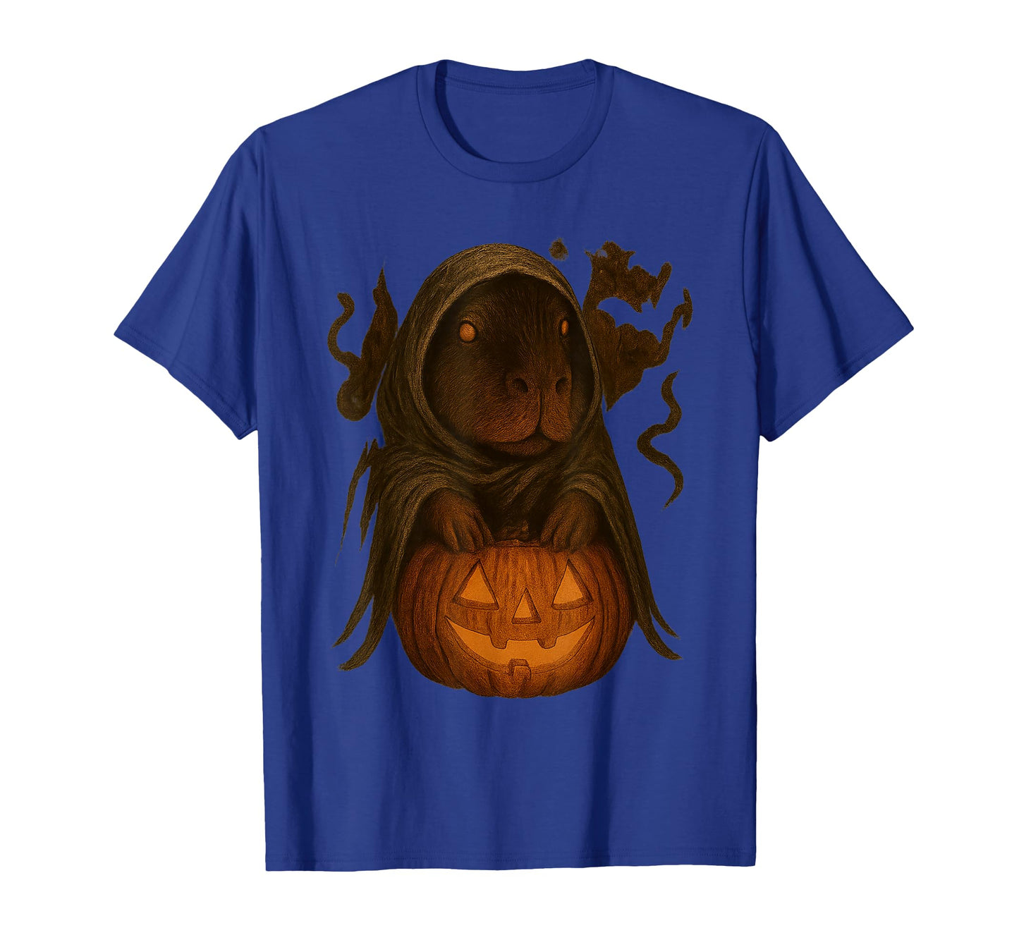 Funny Vintage Capybara Halloween Pumpkin Spooky Ghost Women T-Shirt