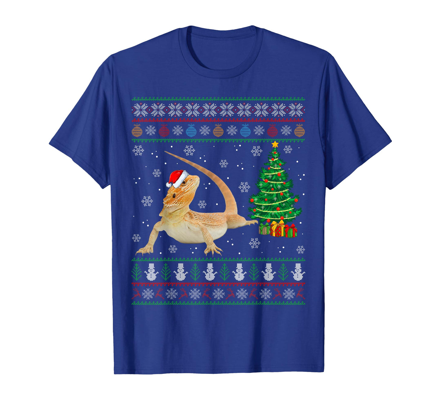Bearded Dragon Christmas Pajamas Ugly Sweater Style Xmas T-Shirt