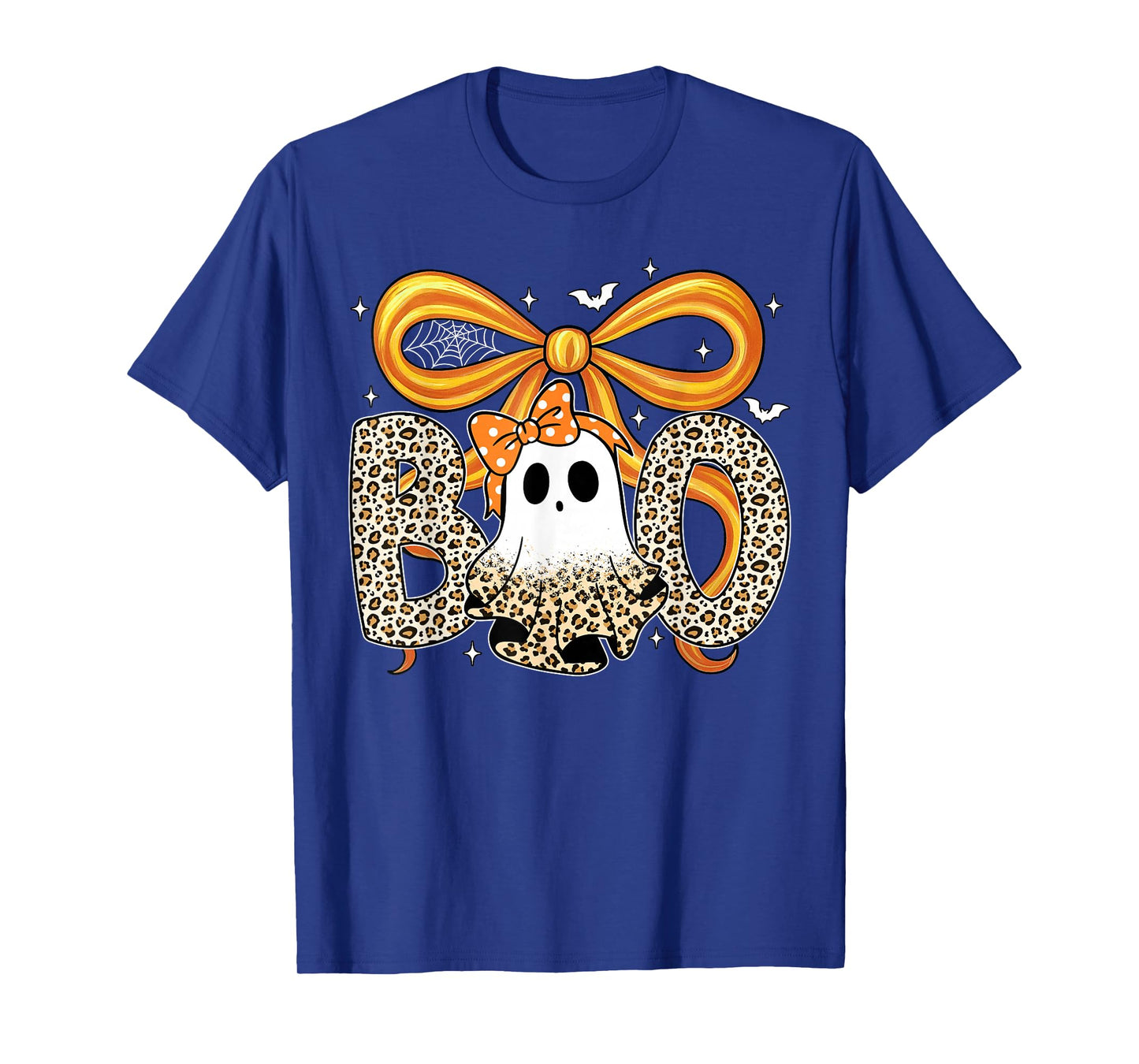 Preppy Coquette Bow Leopard Boo Ghost Halloween Women Kids T-Shirt